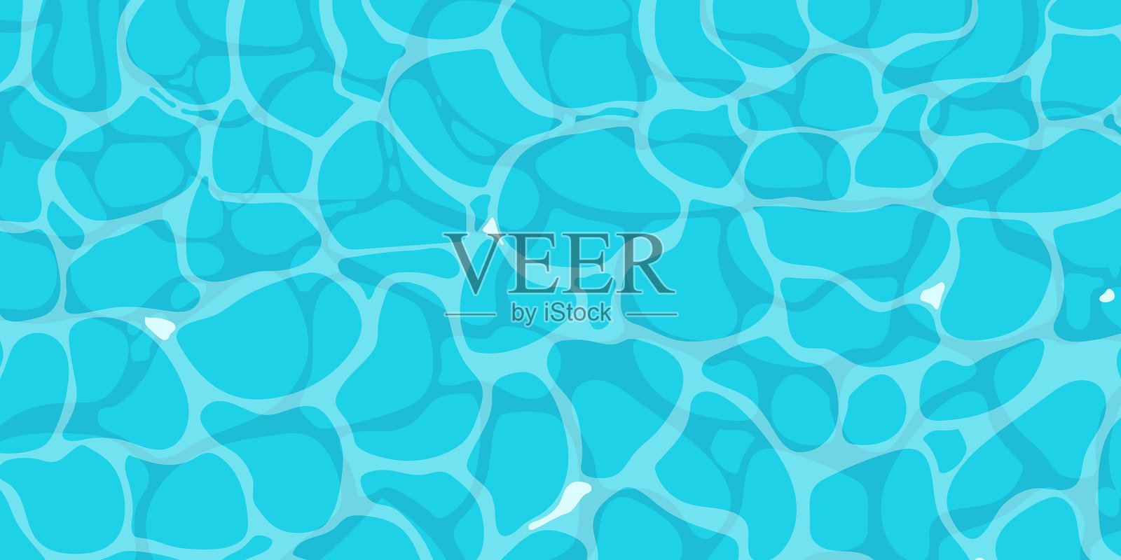 卡通风格游戏纹理的海滩海洋水面波纹,阳光反射的俯视图插画图片素材