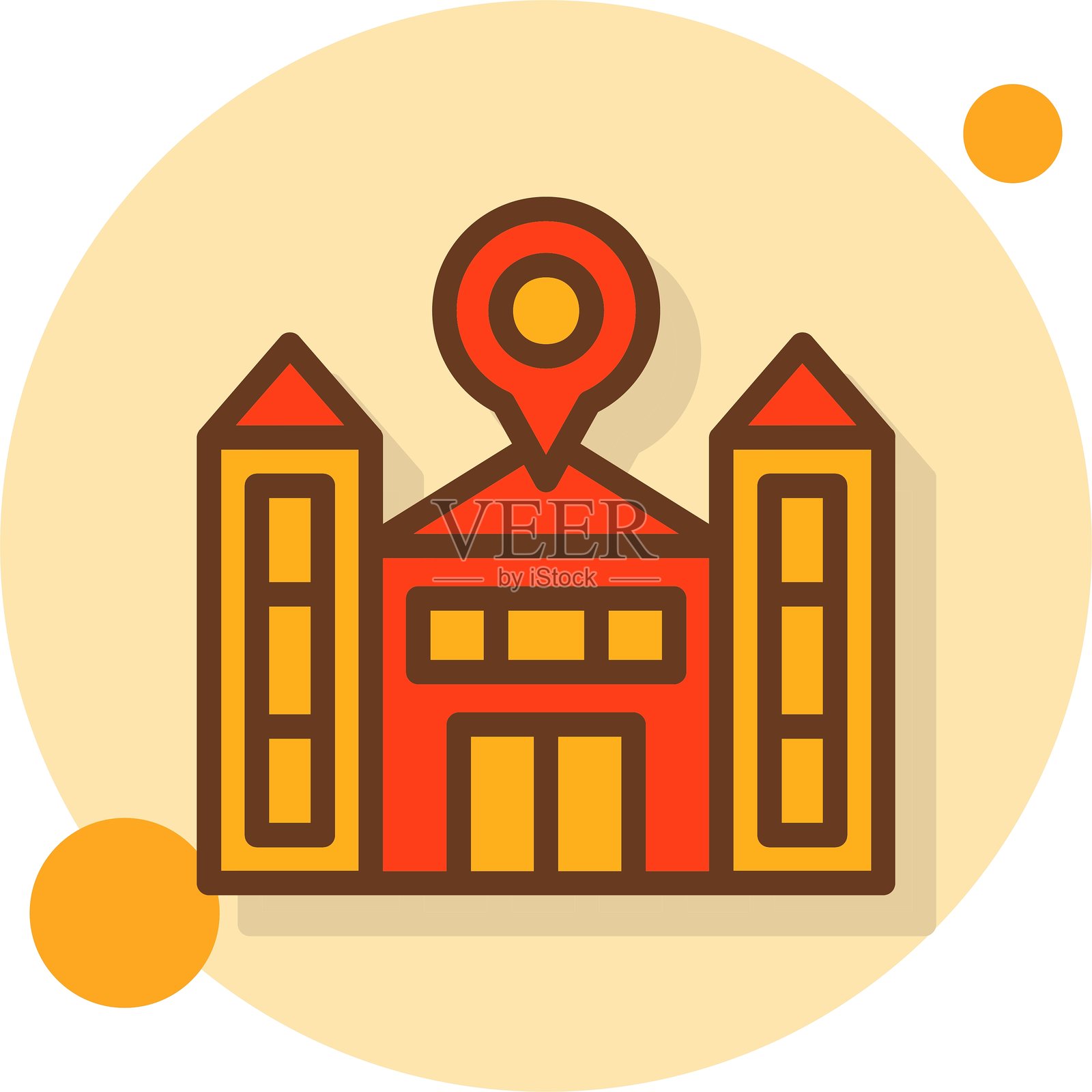 学校填充阴影圆圈图标插画图片素材