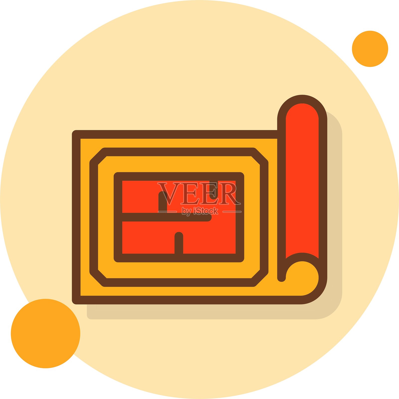 蓝图填充阴影圆形图标插画图片素材