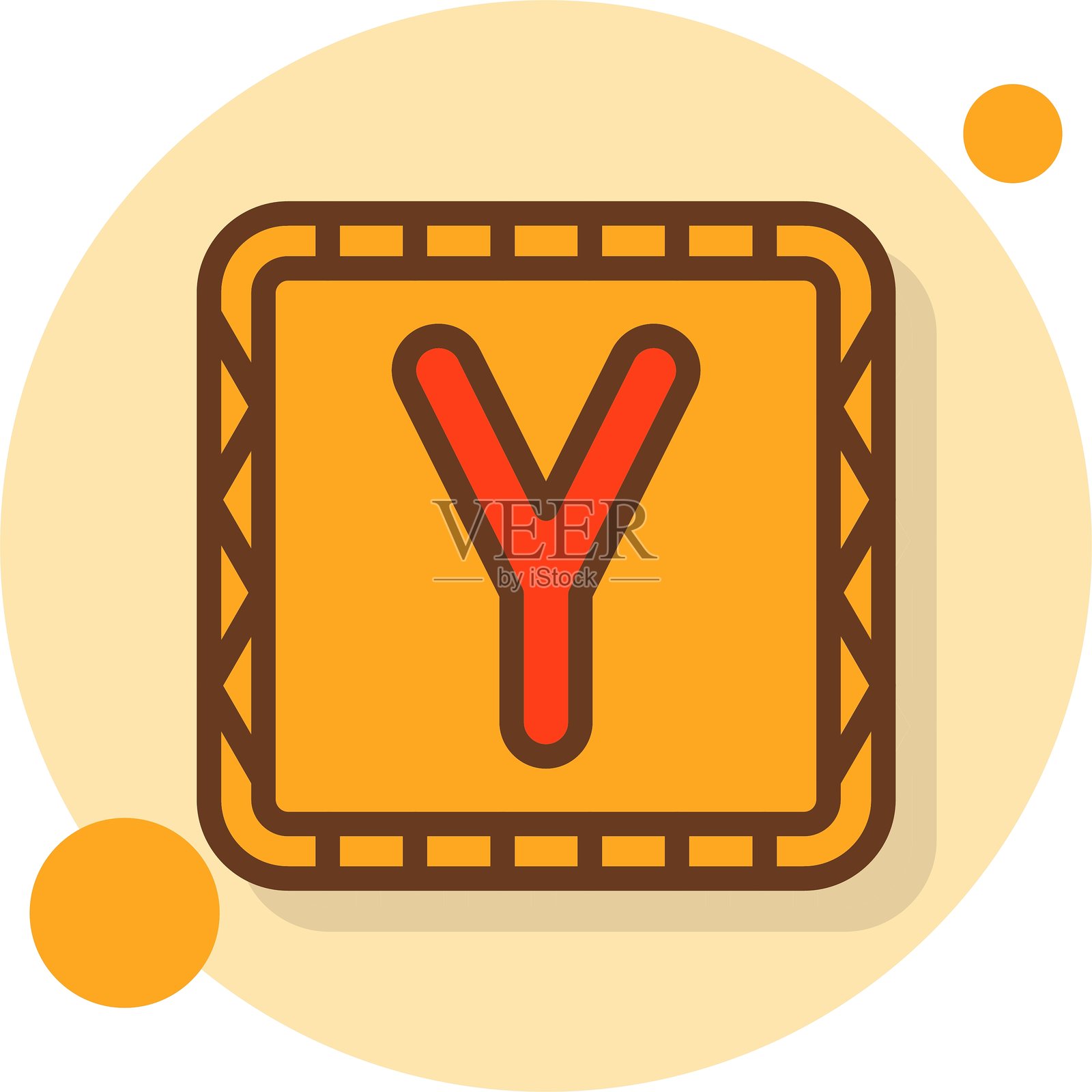 Y字填充阴影圆圈图标插画图片素材