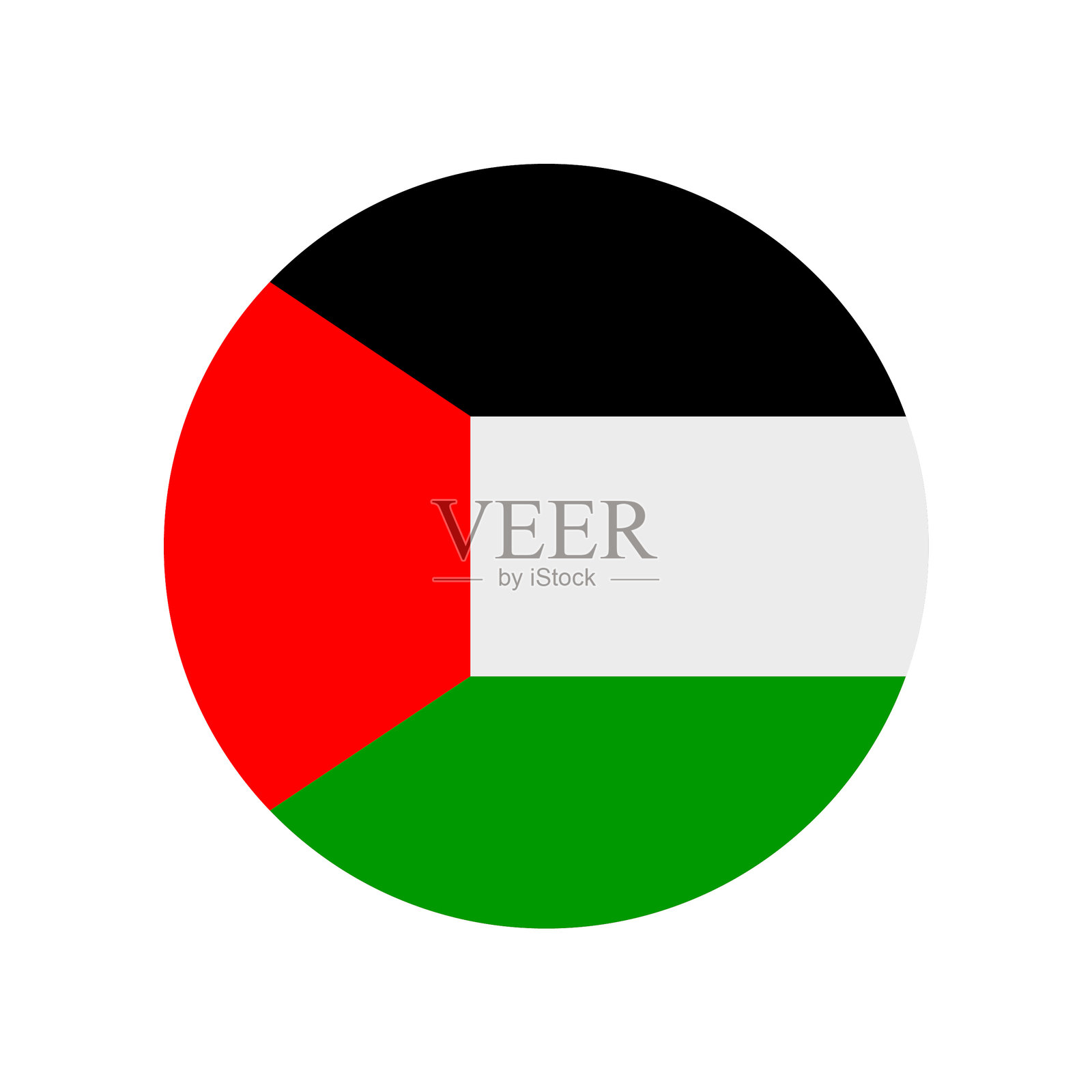 科威特国旗。圆形扁平图标。矢量插图插画图片素材