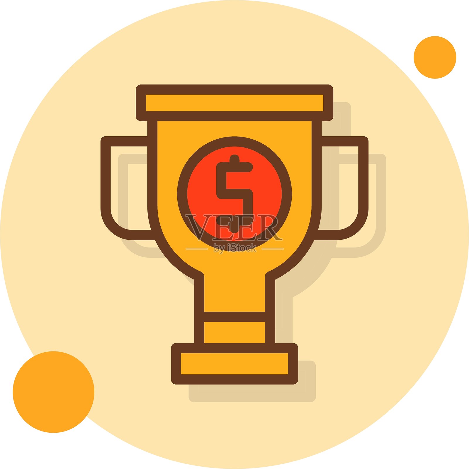 奖杯填充阴影圆圈图标插画图片素材