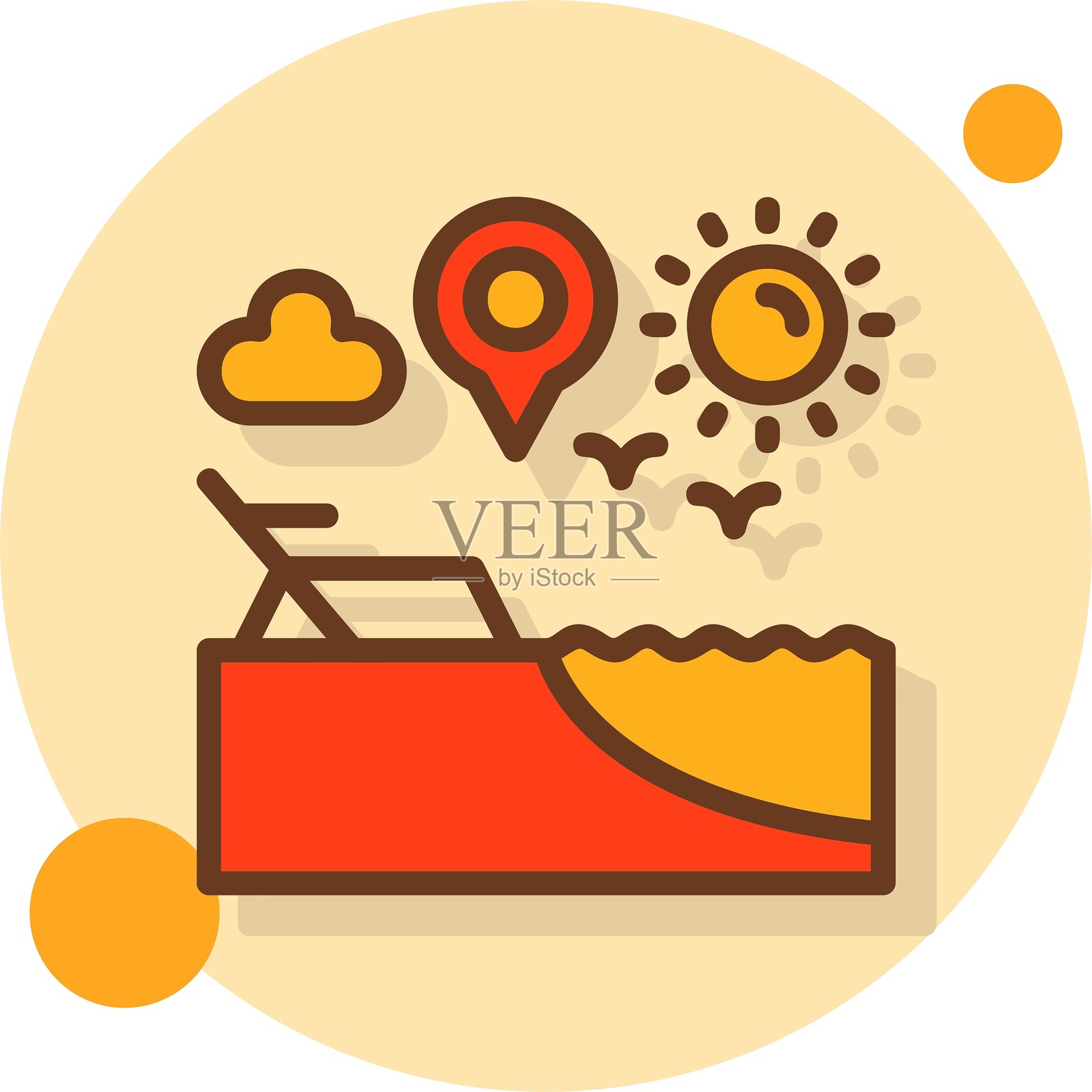 海滩填充阴影圆圈图标插画图片素材