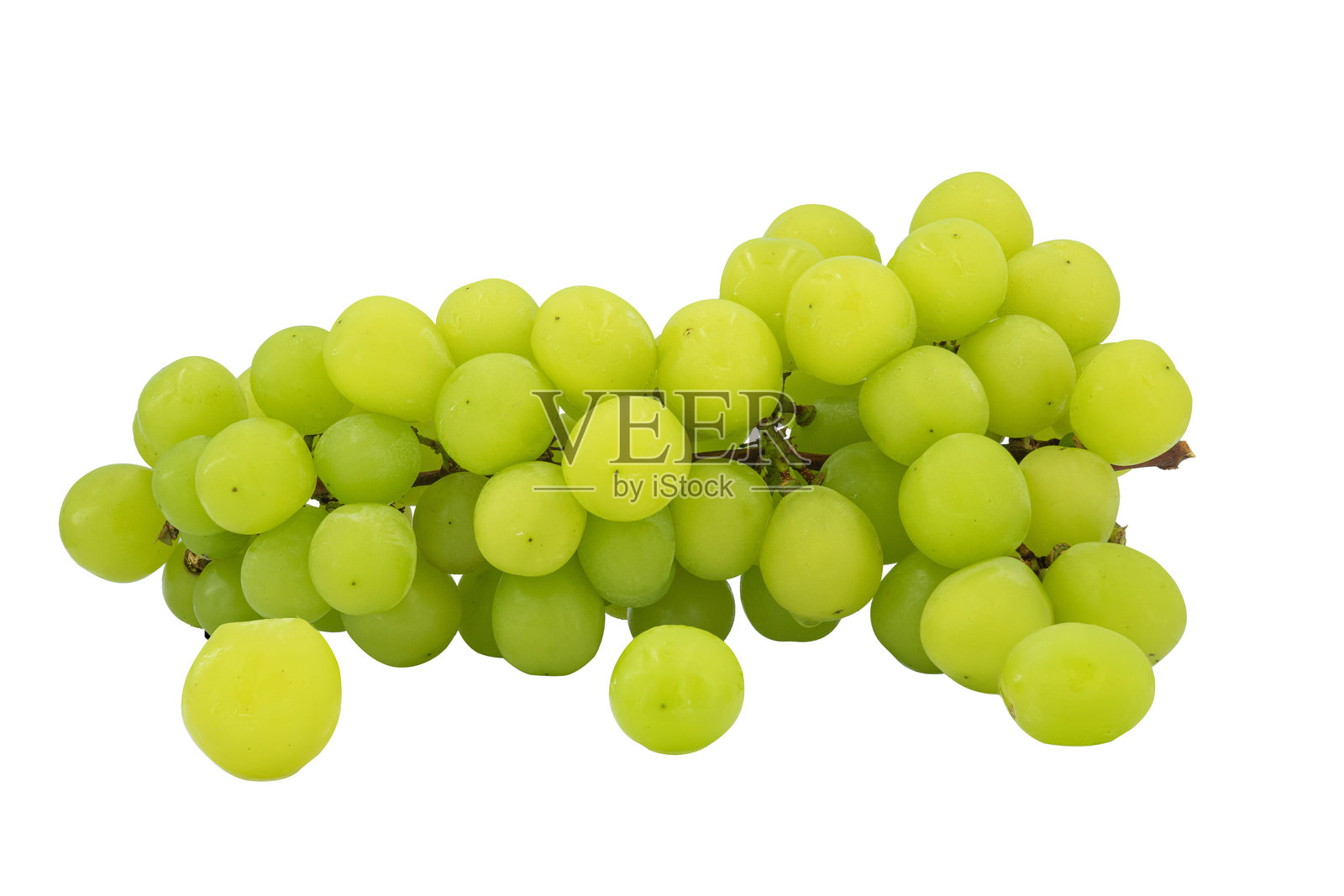 高质量的绿色葡萄串,孤立在白色背景上照片摄影图片