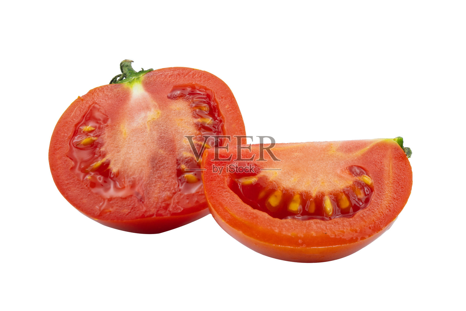 高质量的番茄切片PNG,鲜红的番茄在白色背景上独立展示照片摄影图片