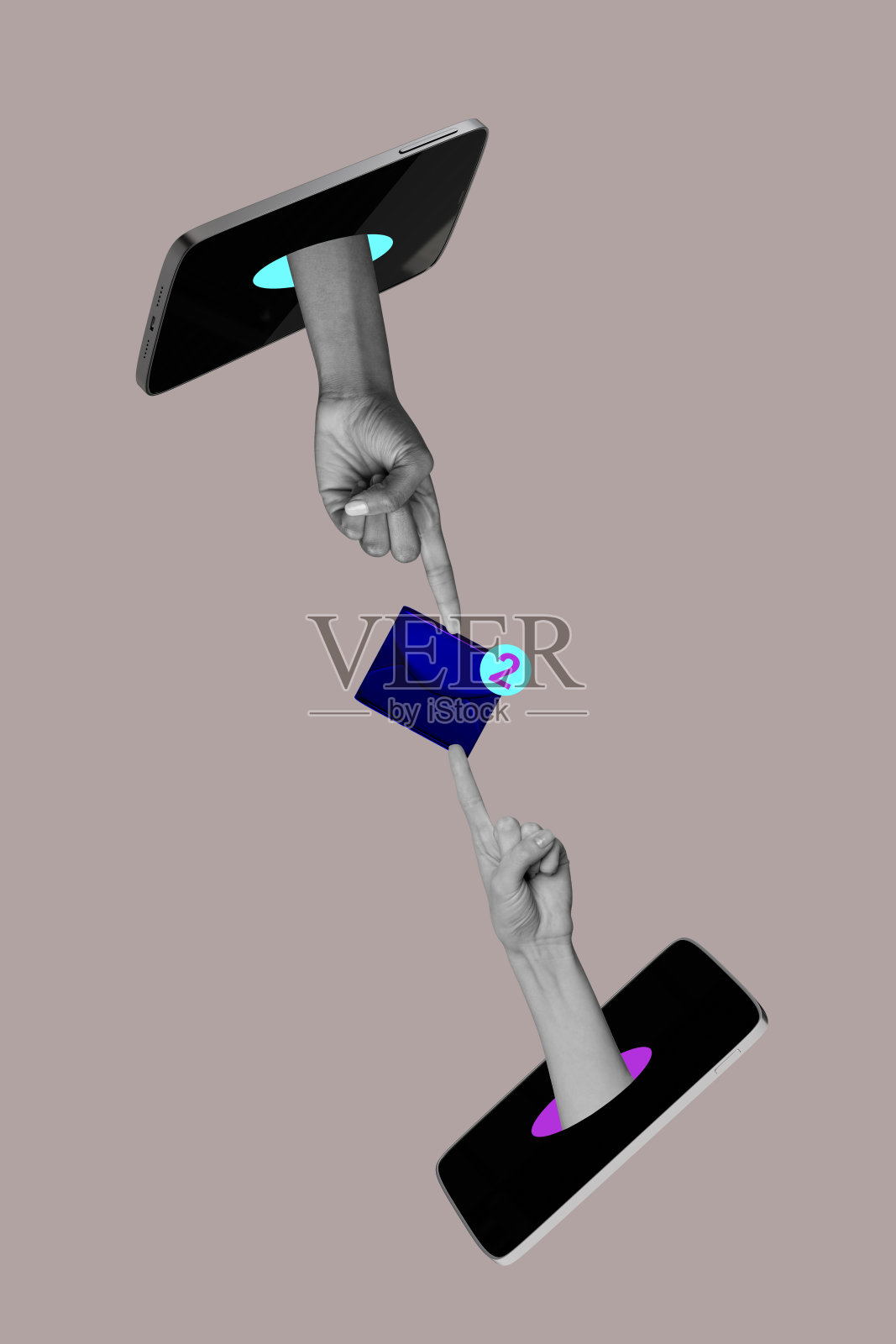 趋势艺术作品复合横幅照片拼贴,展示两只手在智能手机屏幕上触摸,发送电子邮件,在线网络信号快速传输。照片摄影图片