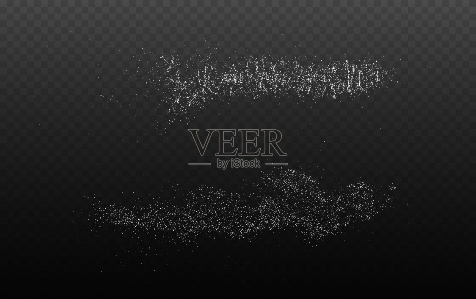 白色纹理的尘埃颗粒,类似面粉、糖或盐,散落在透明背景上。带有磨损效果的矢量插图。插画图片素材