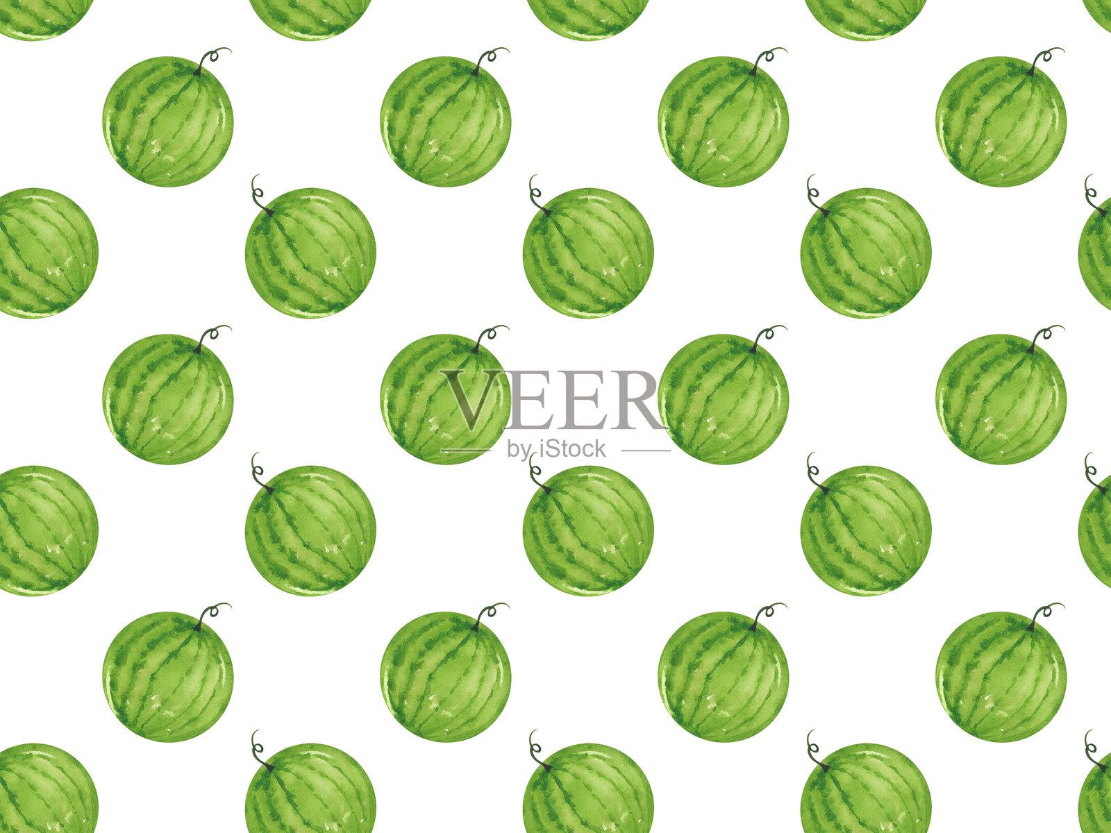 水彩插图集,西瓜,叶子,无缝图案。手绘西瓜块和切片,木签用于设计,明信片,菜单。插画图片素材