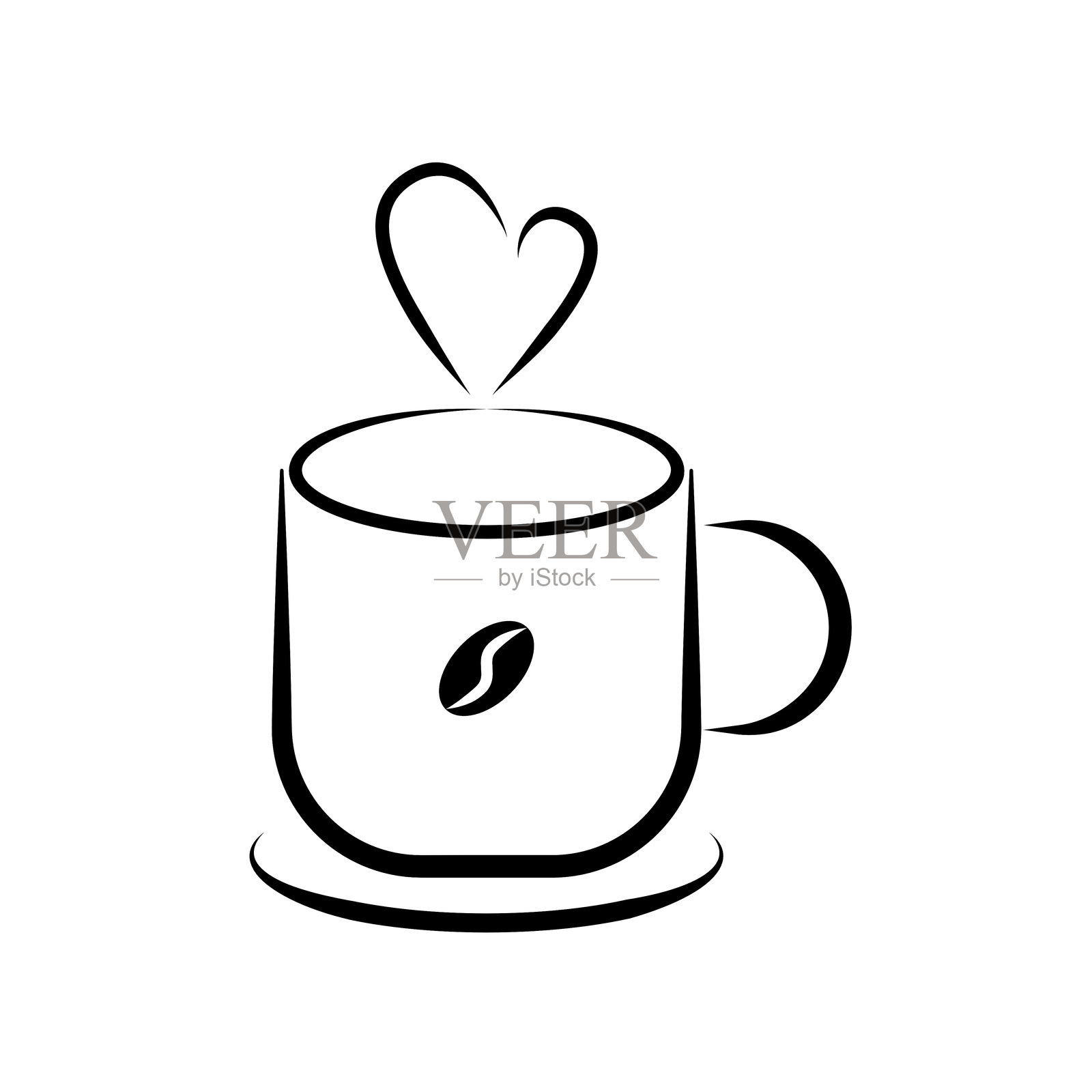 咖啡杯极简图标。插画图片素材
