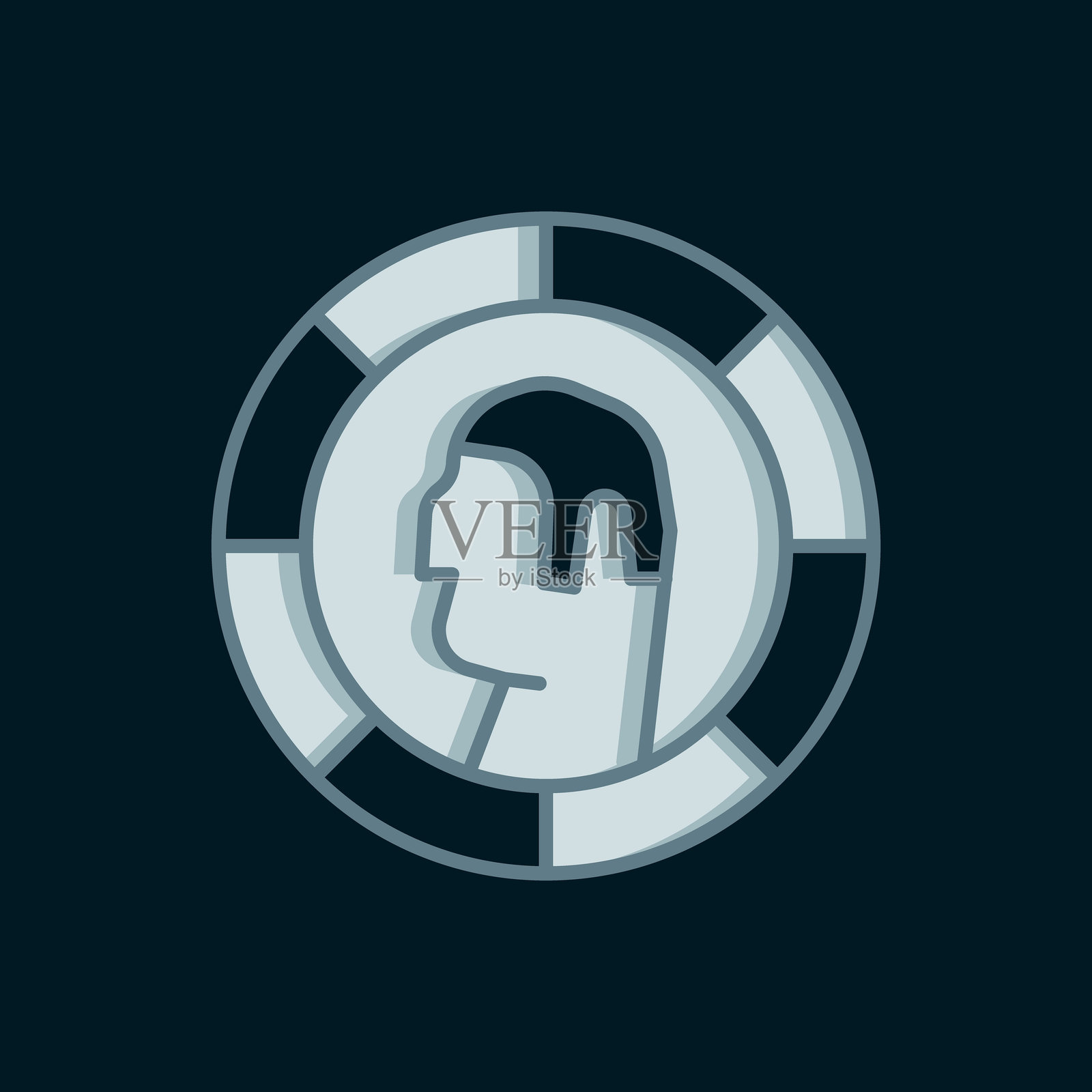 古代希腊硬币图标,黑色背景上的线条设计。扁平填充轮廓风格,带有阴影。矢量图。插画图片素材