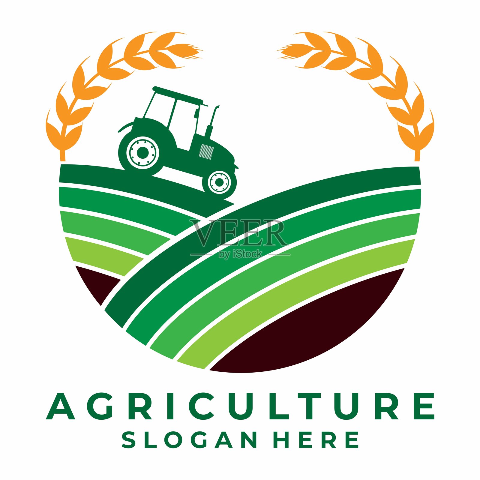 农业标志设计矢量模板。农田标志设计矢量模板插画图片素材