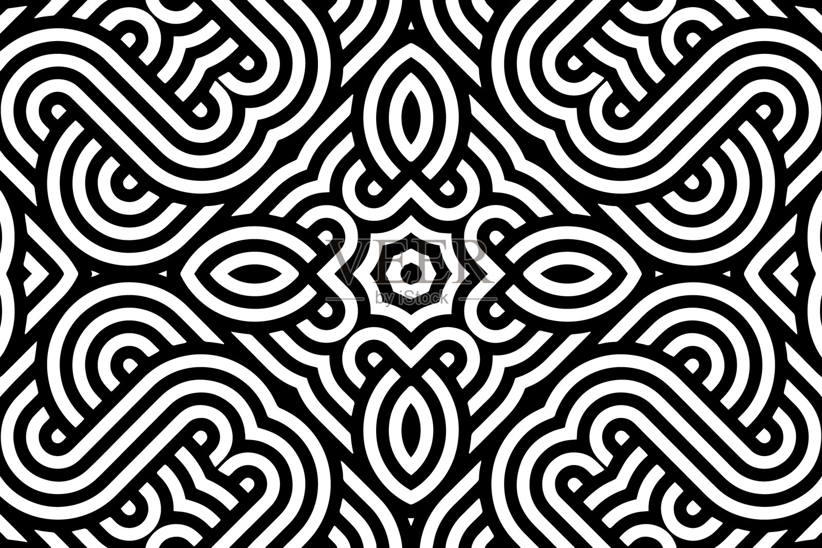 几何民族开放式黑白图案。金属激光切割、木雕、着色、彩色玻璃、标志的模板和模具。装饰、壁画、东方、亚洲、印度、墨西哥、阿兹特克的瓷砖。插画图片素材