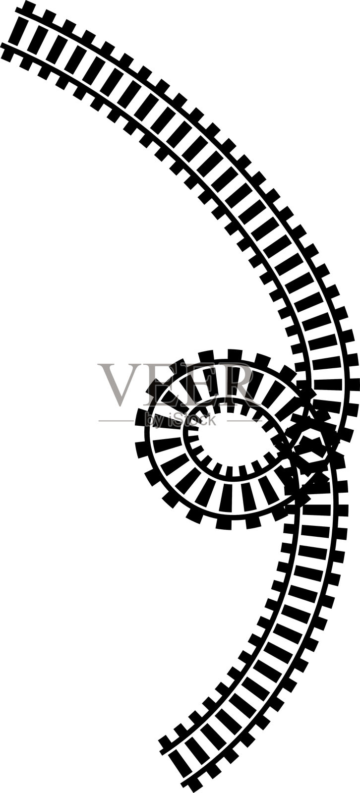 铁路火车轨道矢量路线。适用于游戏用户界面和图形设计图标集的铁路线路、地铁地图和铁路元素,易于编辑。铁路图案圆形曲线轨道图标。插画图片素材