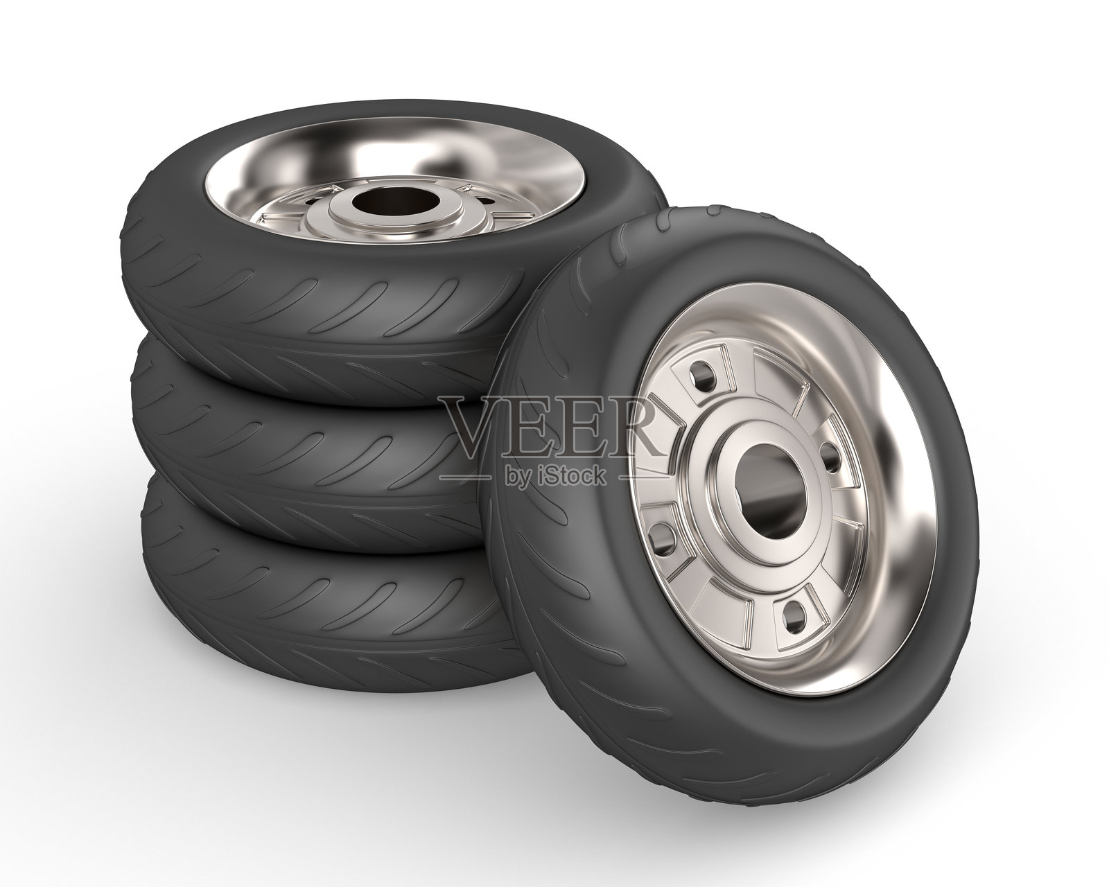 白色背景上的轮胎。孤立的3D插图照片摄影图片