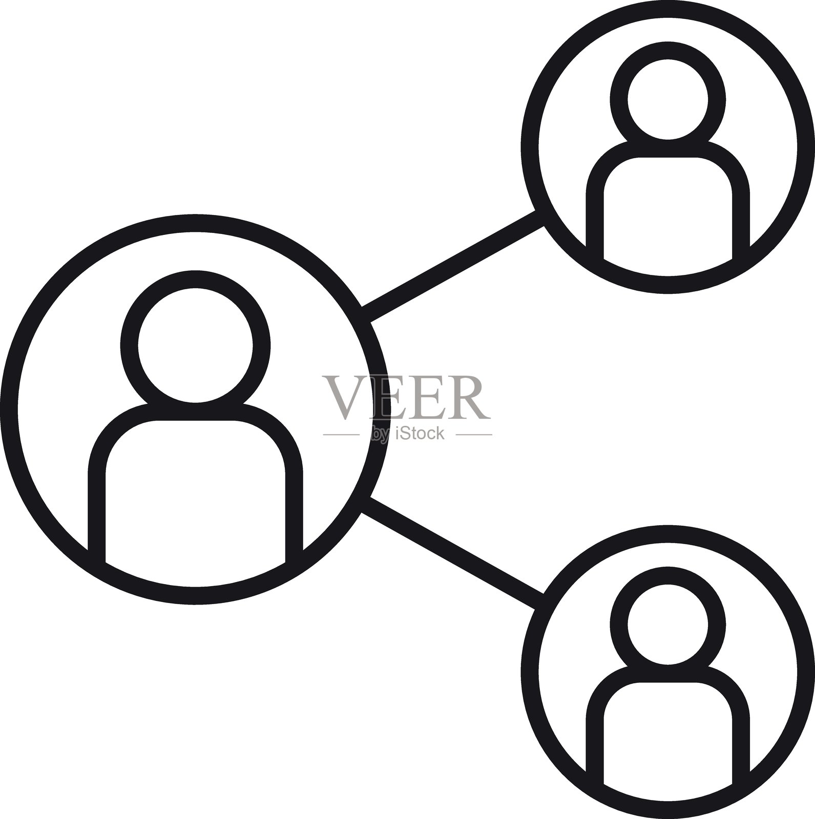 简单设计中的连接用户图标网络,采用细线风格。插画图片素材