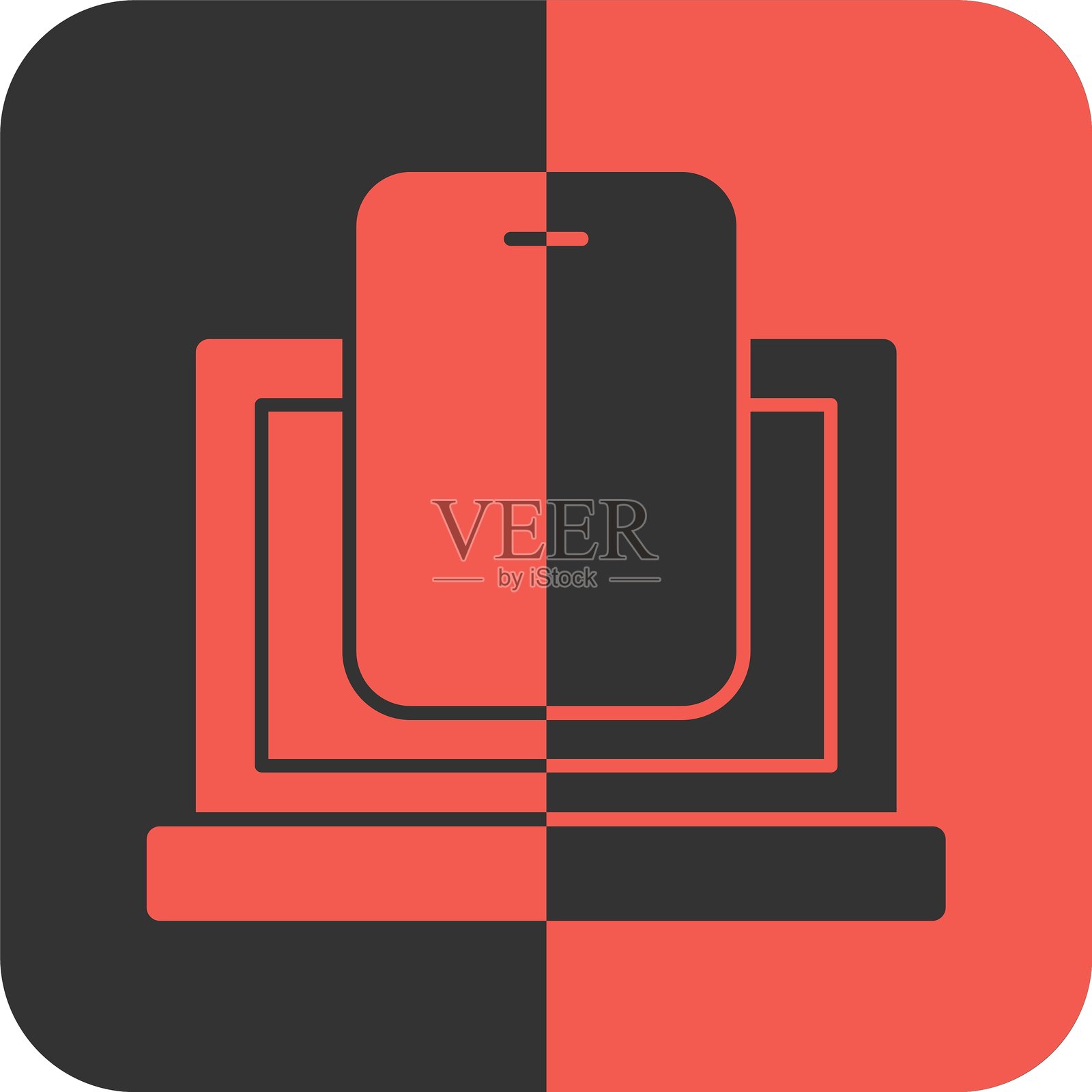 红色反向电话图标插画图片素材