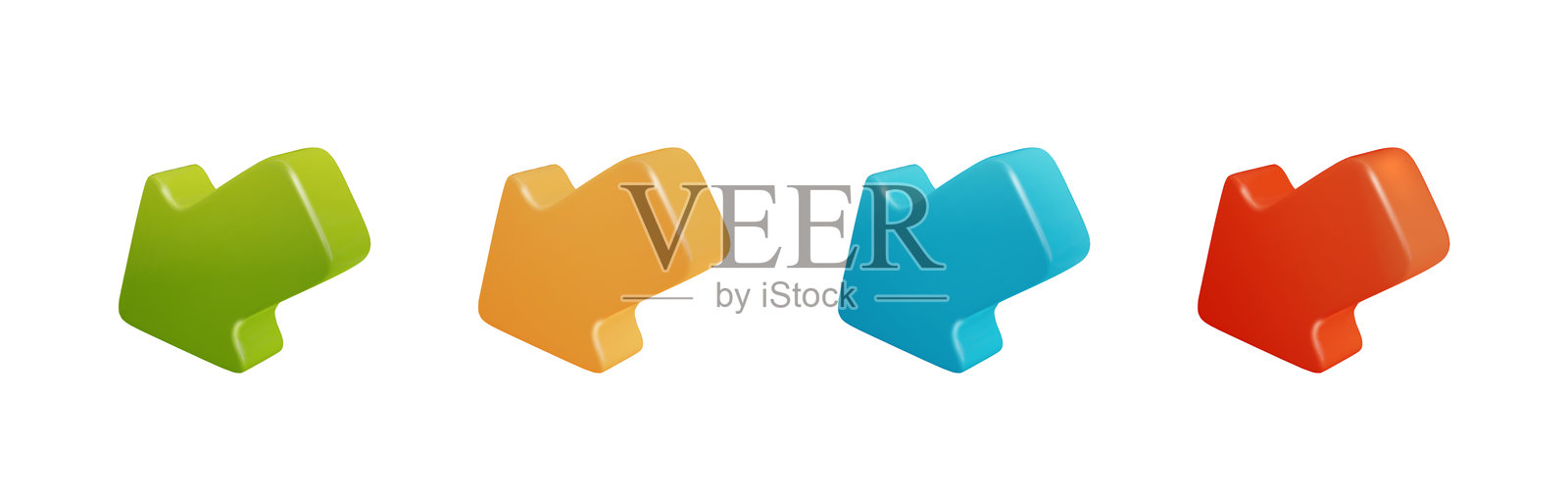 箭头集合。逼真的点击光标图标。不同颜色的指针箭头,独立展示。插画图片素材