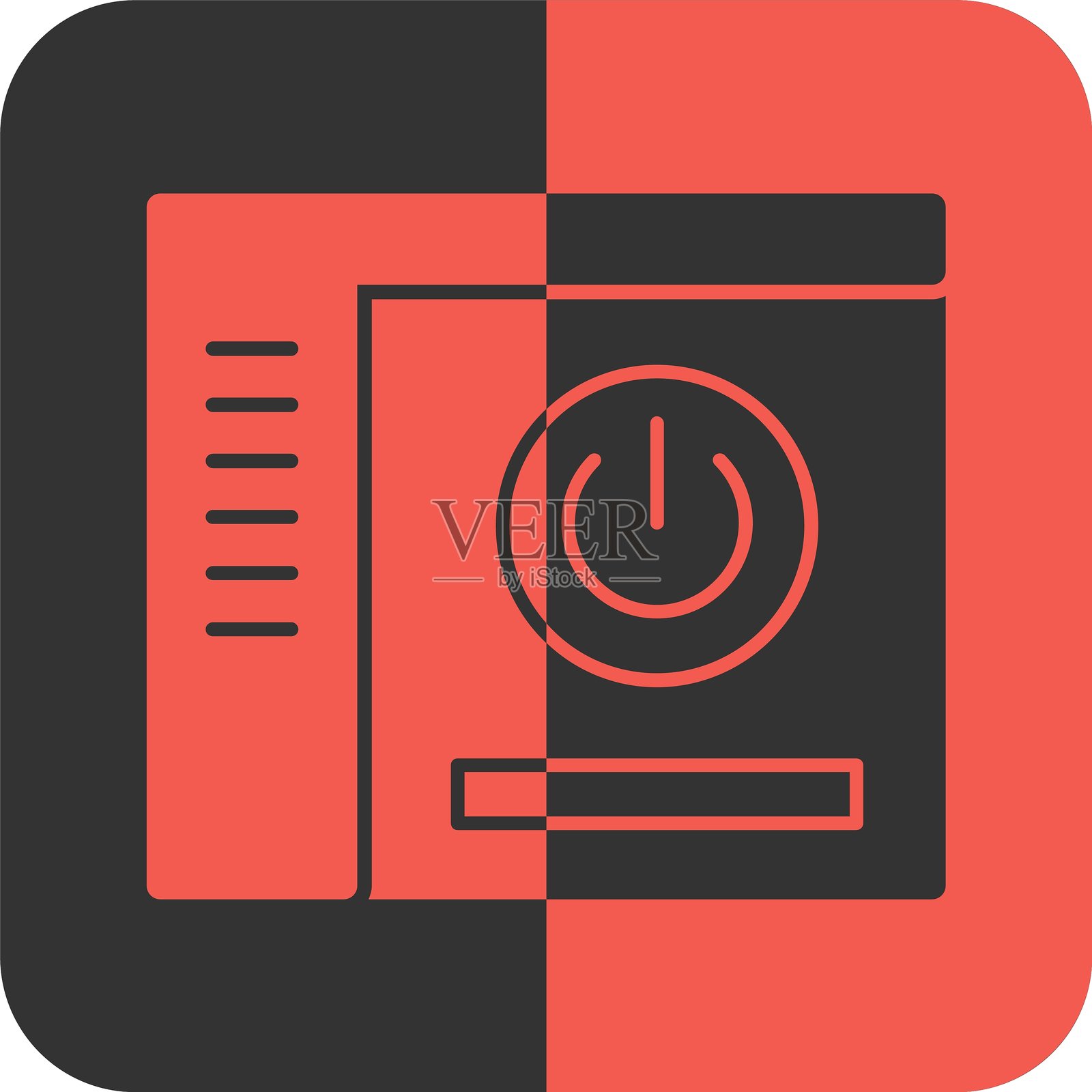 电源红色反向图标插画图片素材