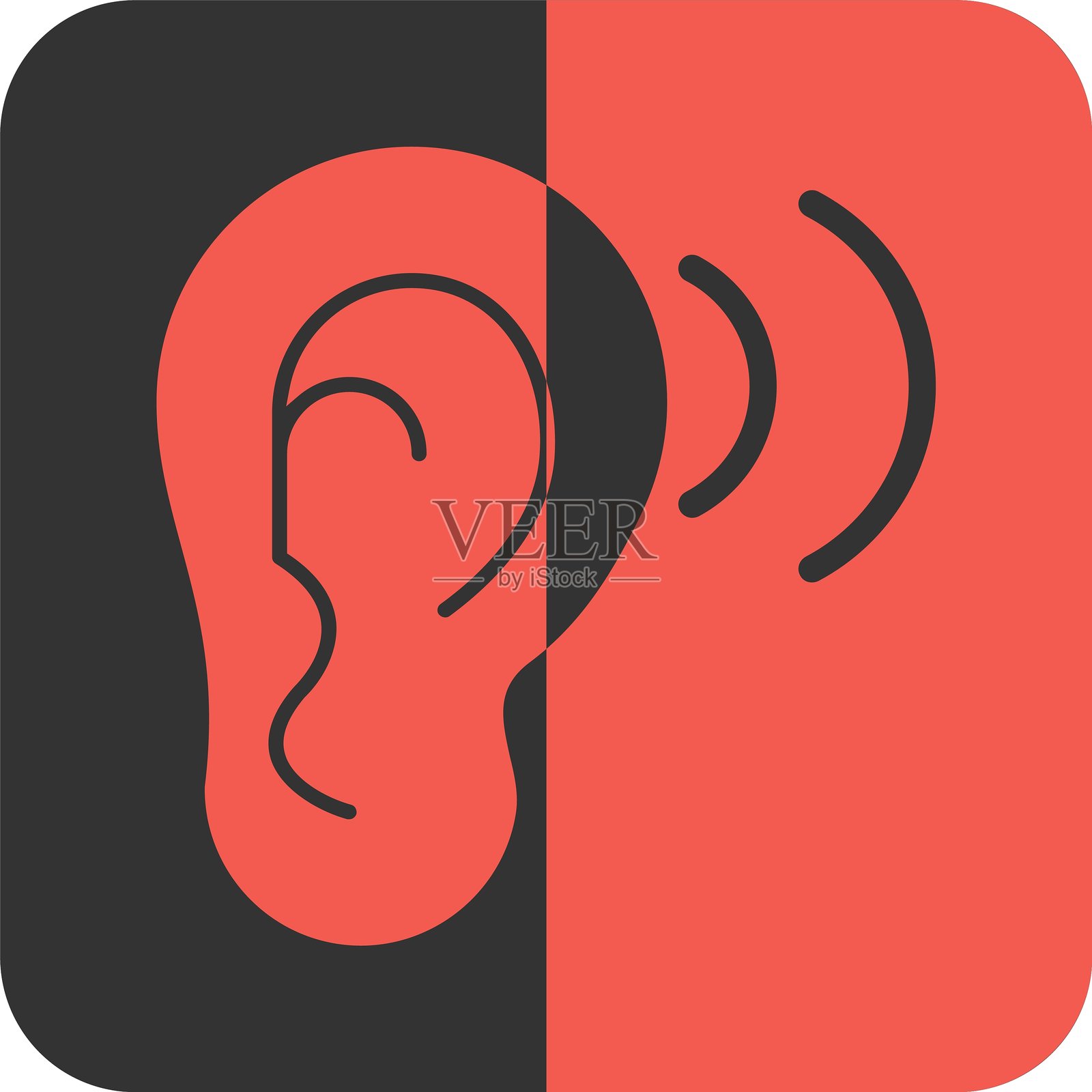 聆听红色反向图标插画图片素材