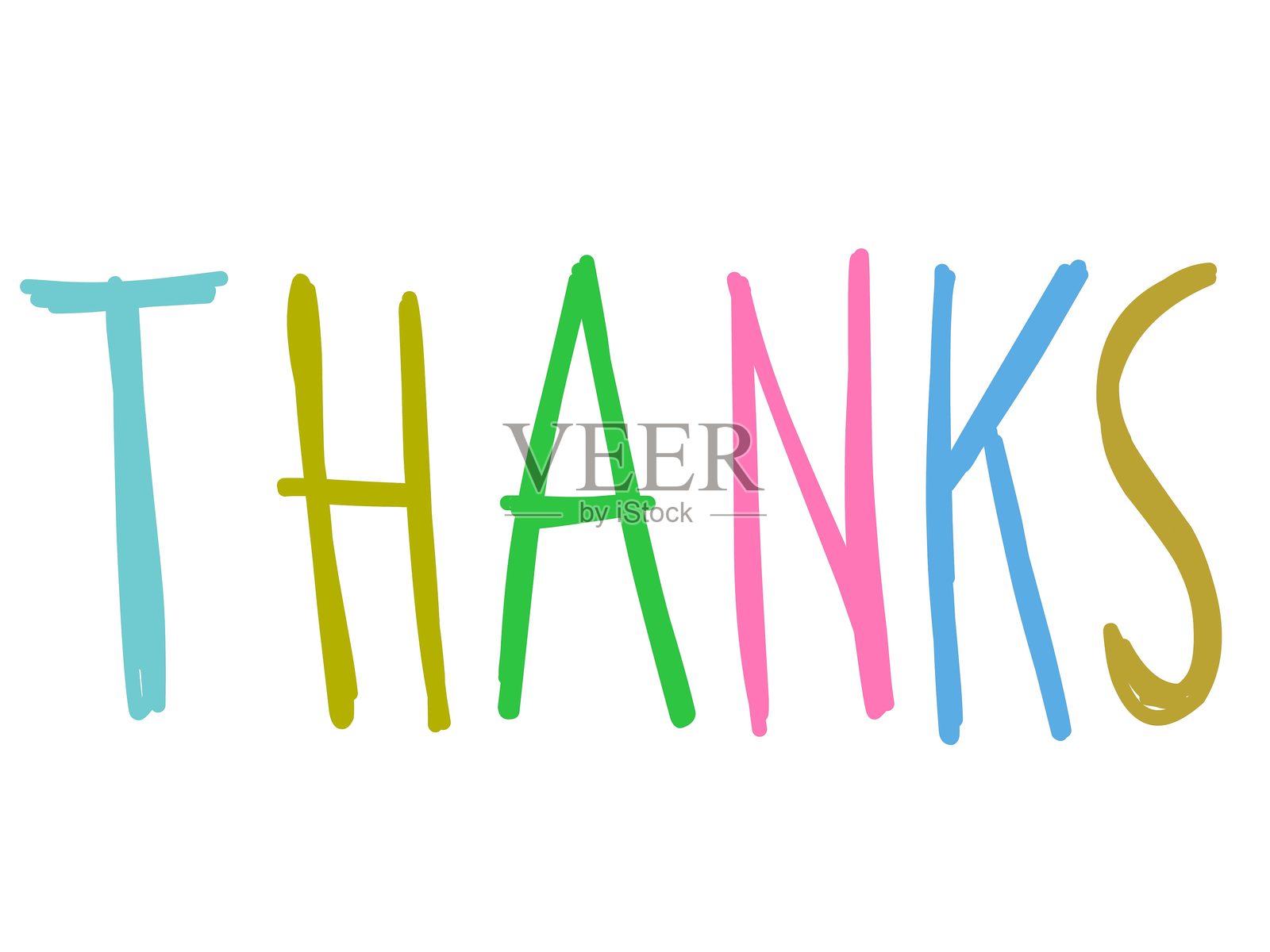 手绘彩色感谢文字插画图片素材