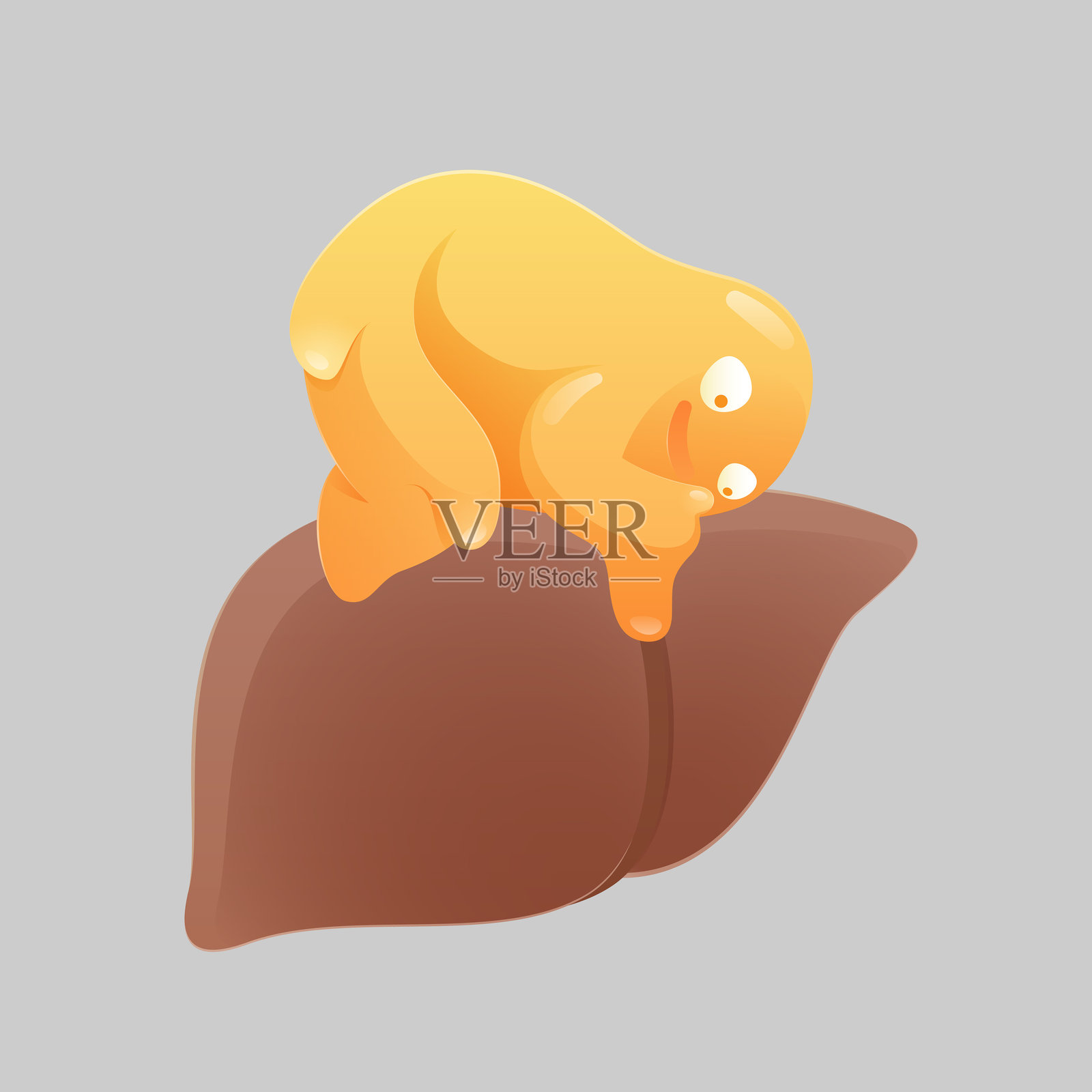 脂肪肝病或肝脂肪变病的卡通概念插画图片素材