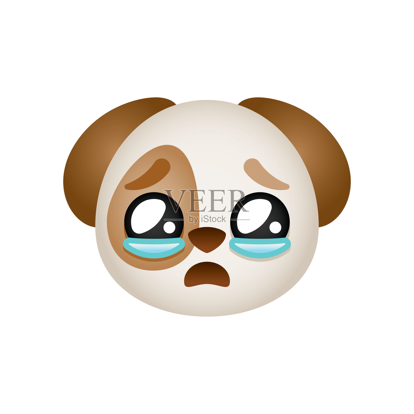 眼泪汪汪的狗狗表情符号插画图片素材