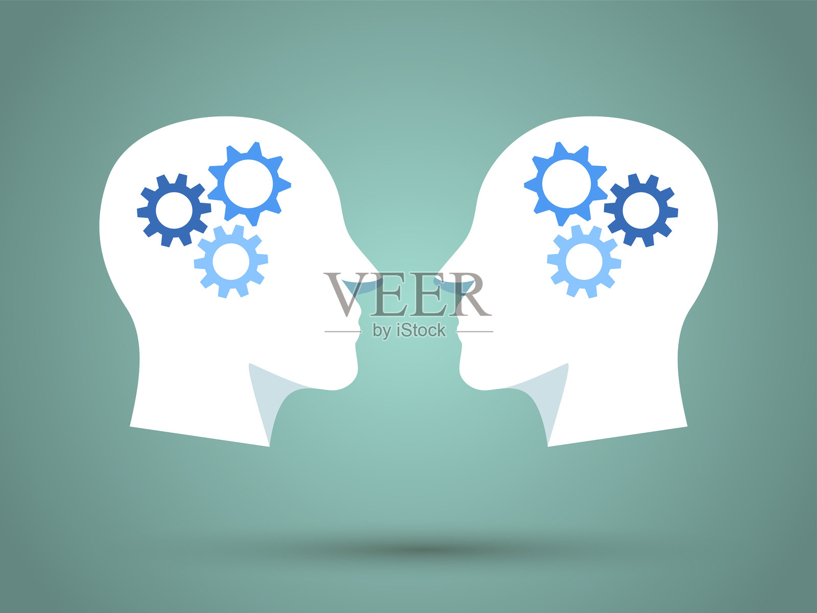 带有齿轮的人头插画图片素材