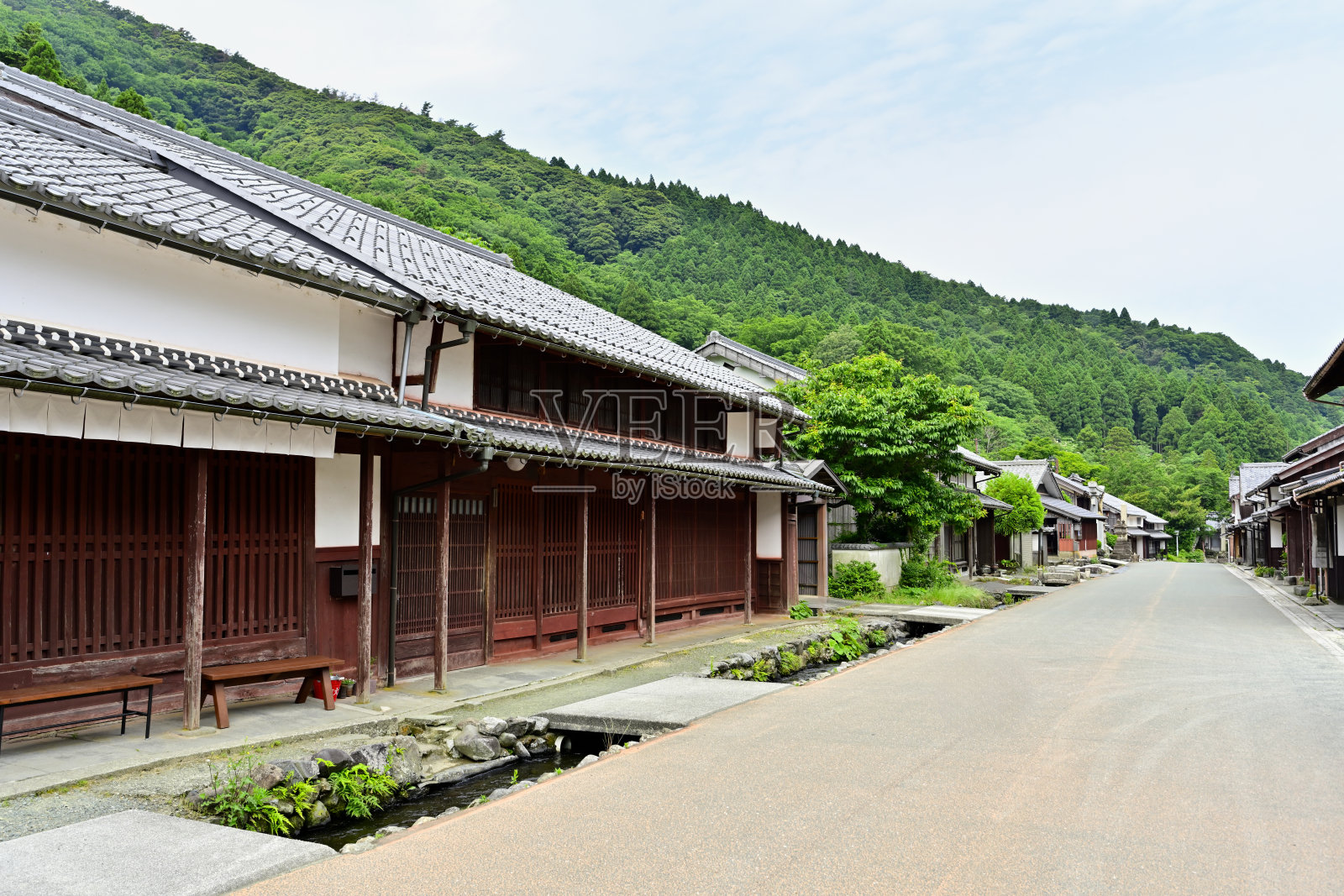 福井到京都的佐波街道上的熊川宿市景照片摄影图片