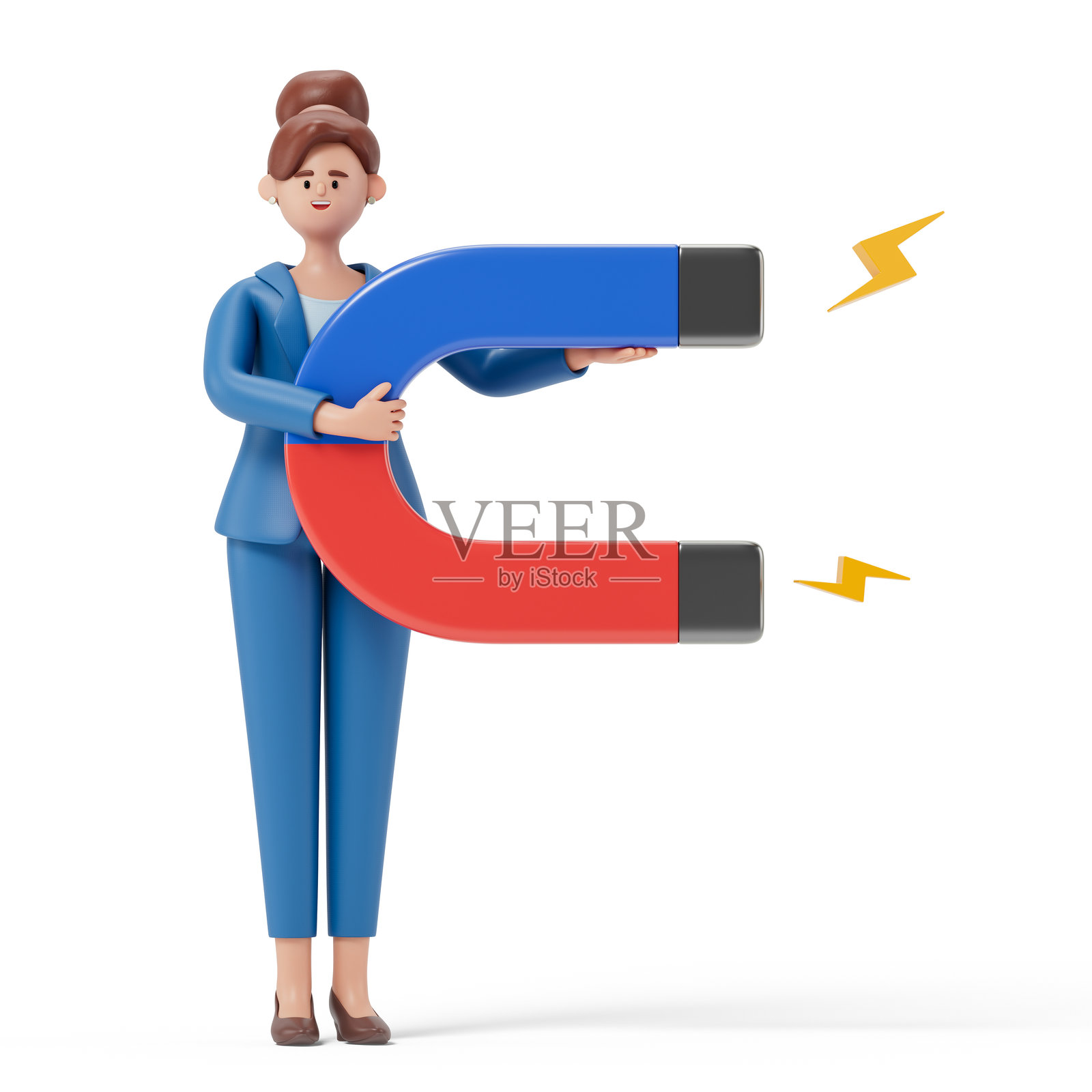 女人手持磁铁照片摄影图片