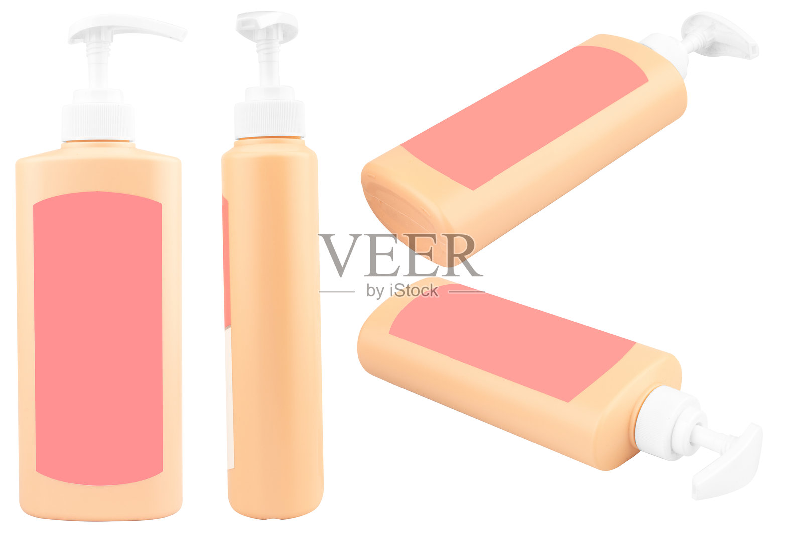 白色背景上的塑料化妆品瓶照片摄影图片