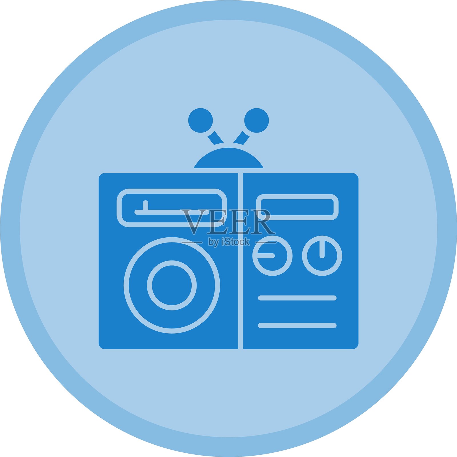 多彩圆形收音机插画图片素材