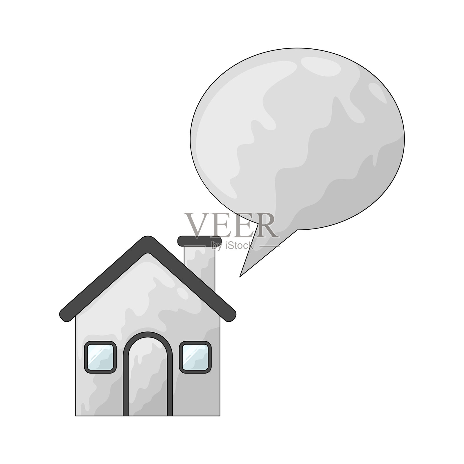 带对话气泡的房子插画图片素材