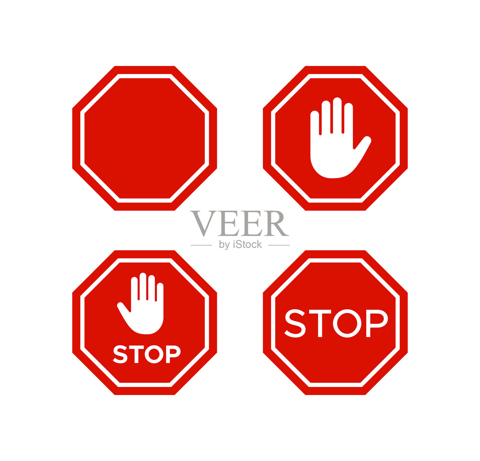 停止图标。带手的停止标志矢量符号。插画图片素材