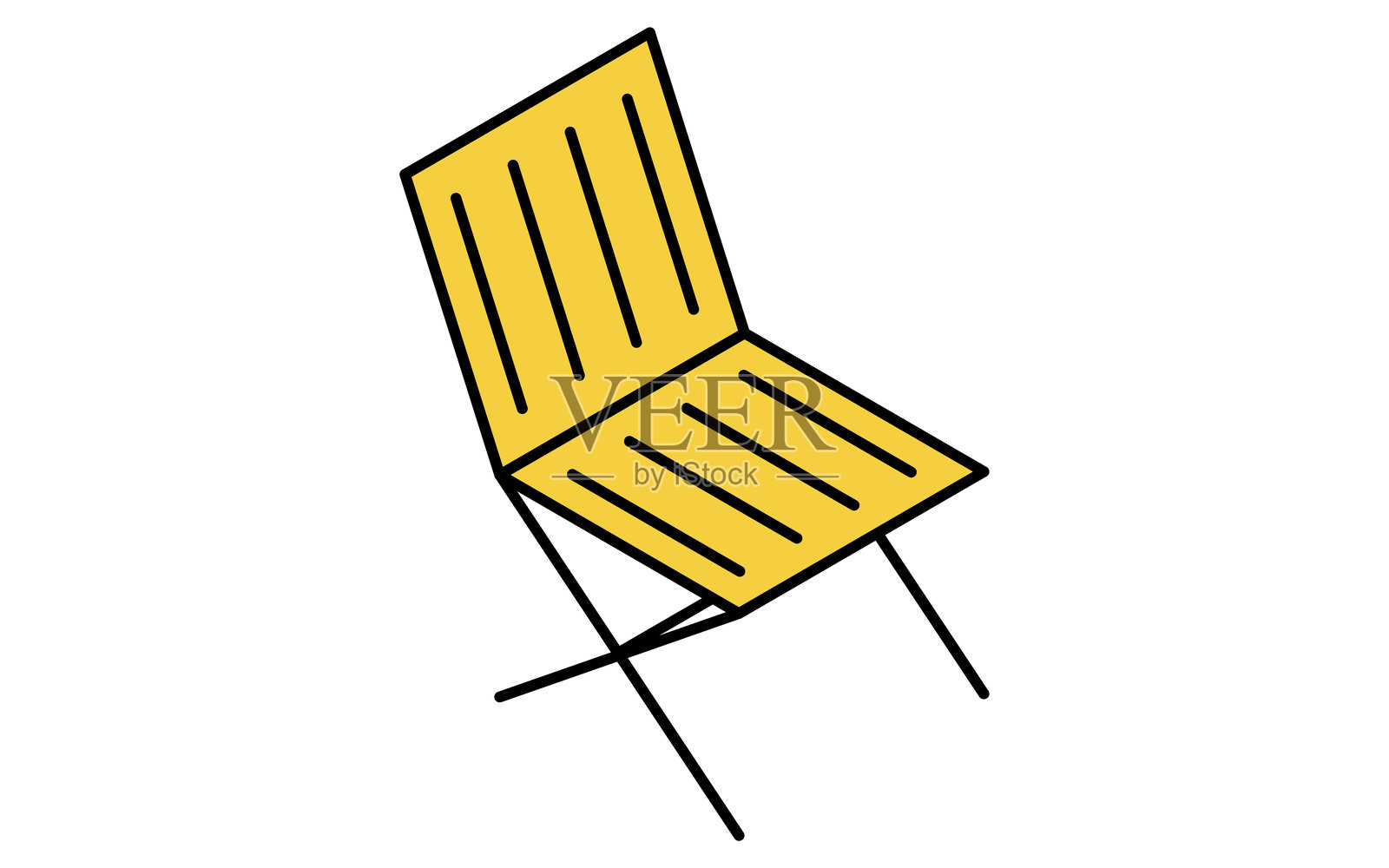 等距线条插图,展示露营椅,简单的夏季户外装备图标插画图片素材