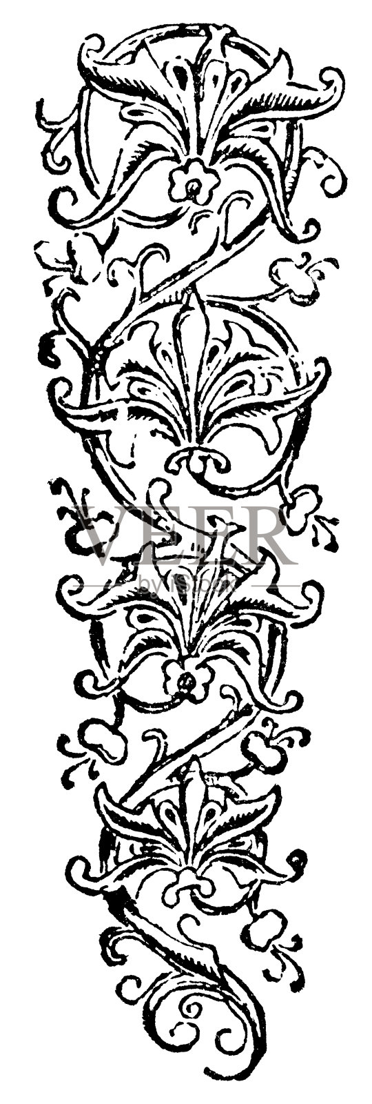 新艺术风格花卉图案设计 - 19世纪插画图片素材