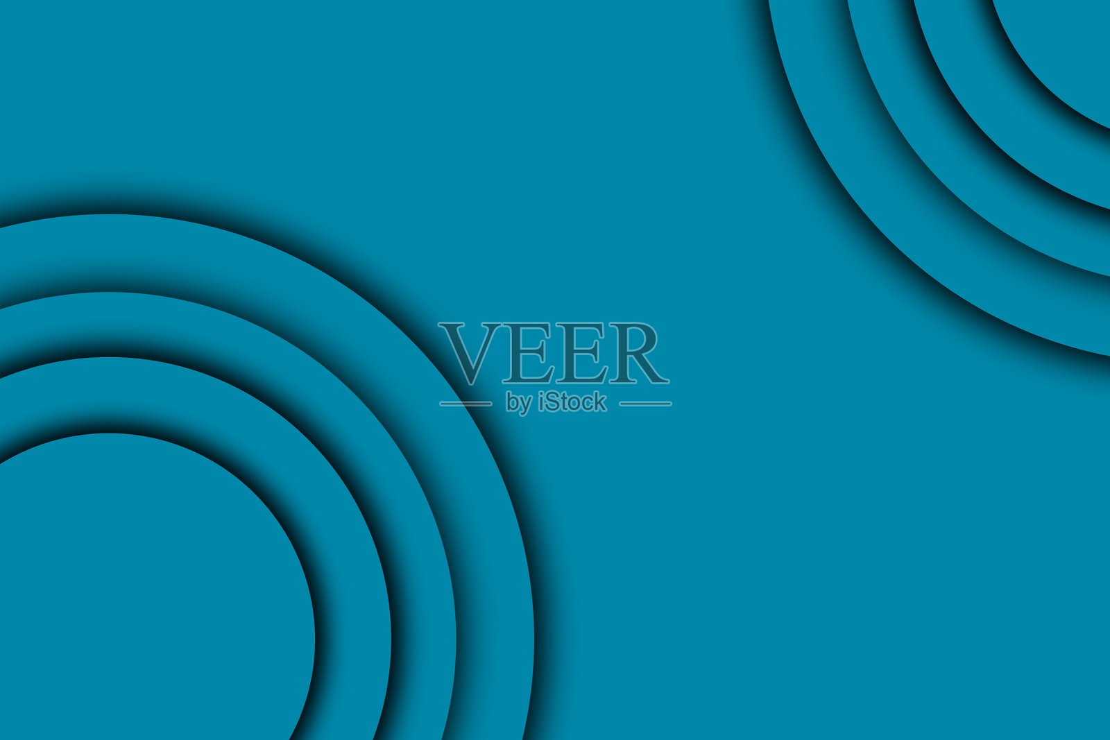 极简蓝色调的部分涟漪圆形抽象背景。插画图片素材