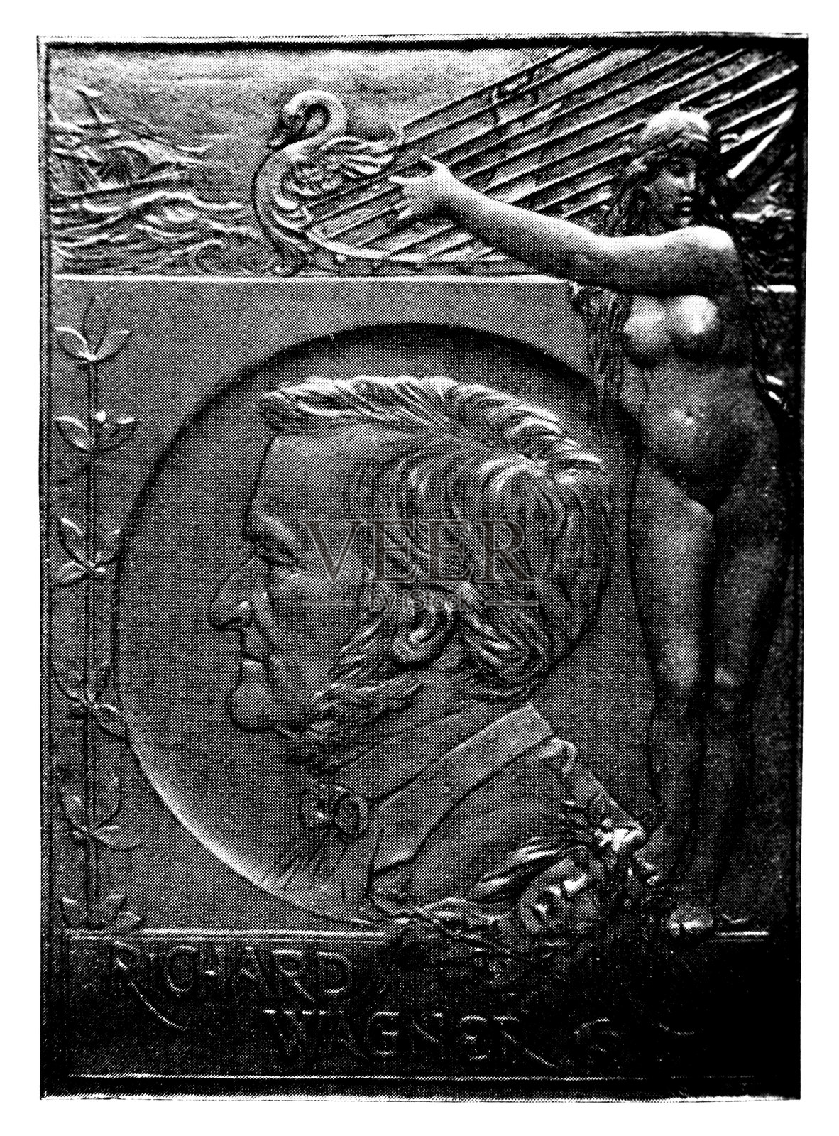 理查德·瓦格纳的纪念牌插画图片素材