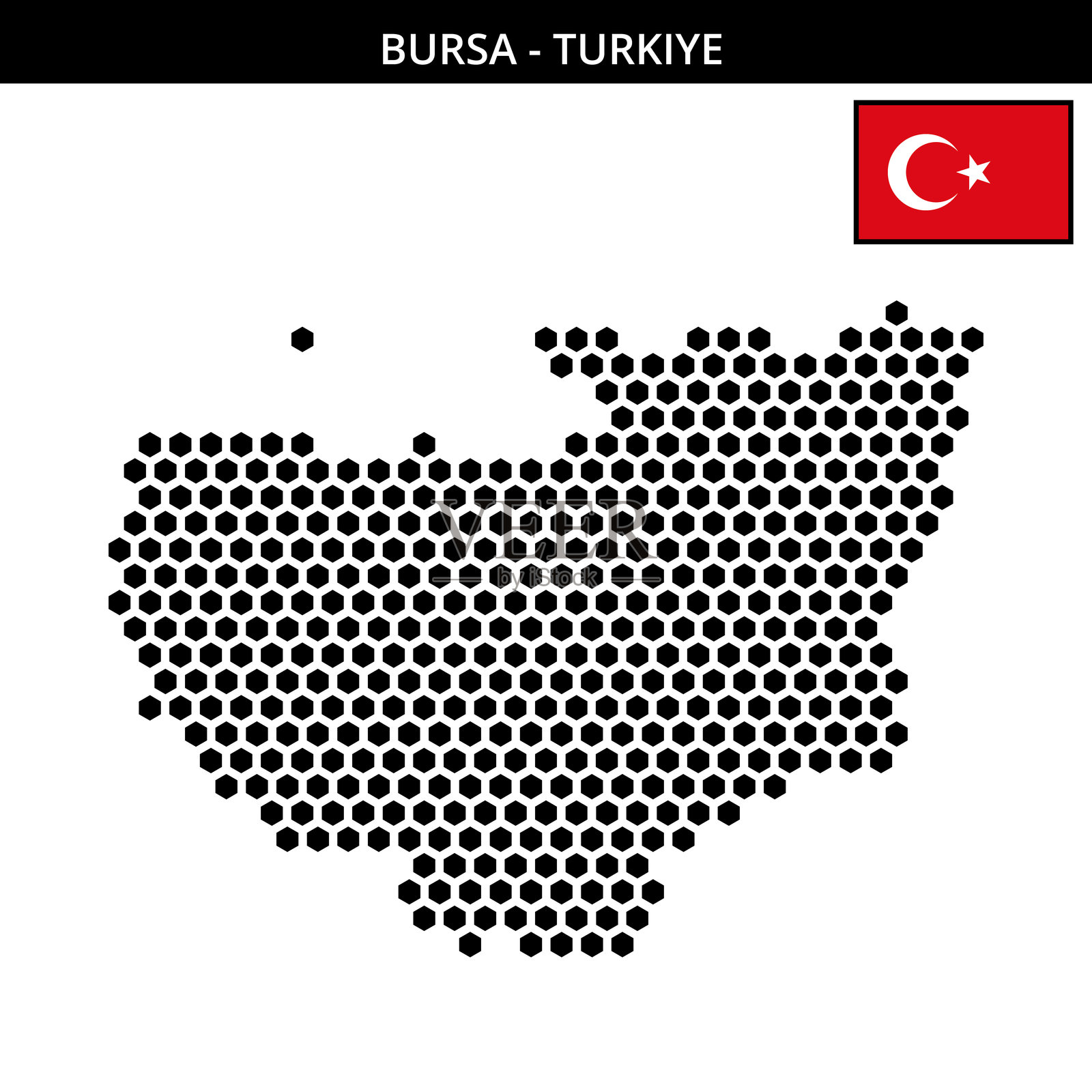 土耳其布尔萨的大六边形点状地图插画图片素材