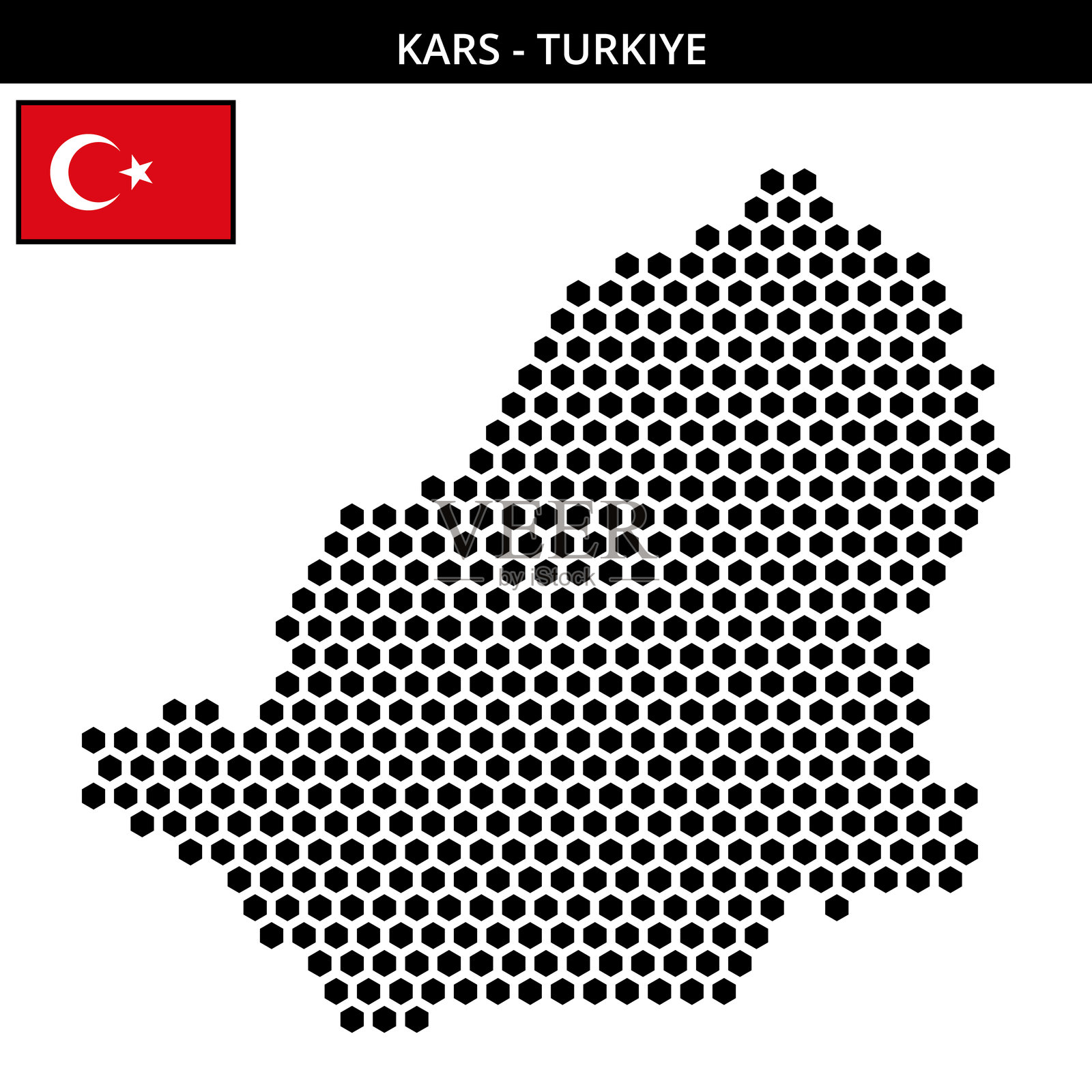 土耳其卡尔斯的大六边形点状地图插画图片素材