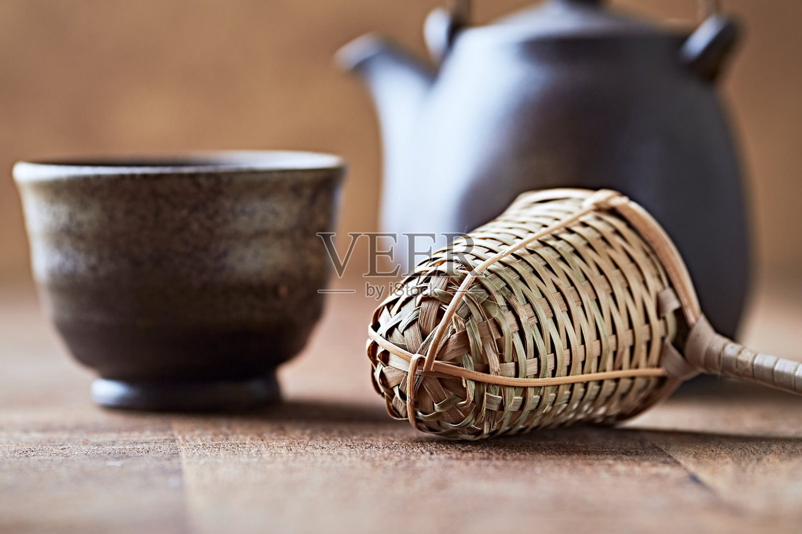 茶文化。传统手工陶瓷。特写。照片摄影图片