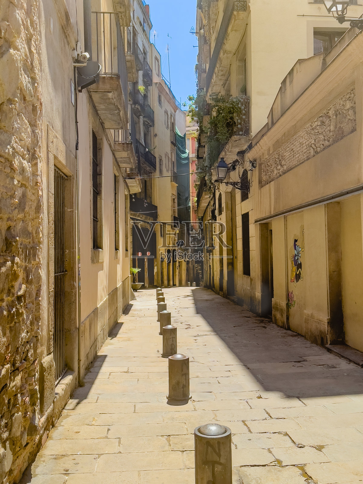 巴塞罗那的圣拉蒙德卡尔拱门街照片摄影图片