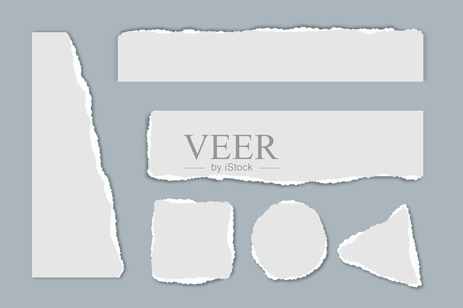 白色和灰色撕裂纸张套装插画图片素材