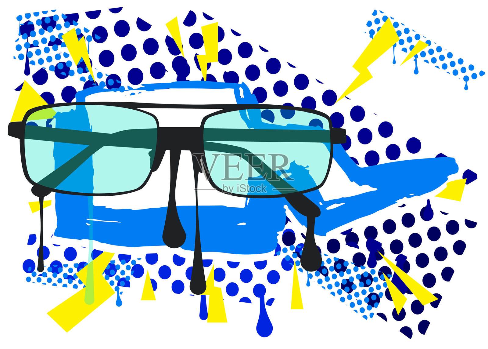 眼镜涂鸦。以城市绘画风格表现的抽象现代街头艺术装饰。插画图片素材