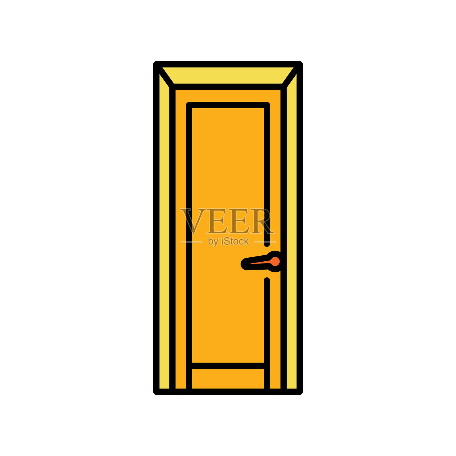 门扇颜色线条图标,适用于数字和印刷项目。建筑元素。插画图片素材