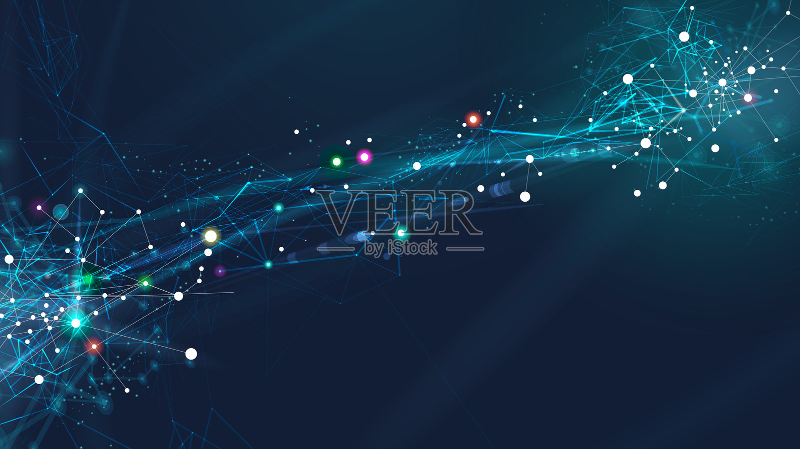 抽象网络和数据流 - 未来科技背景插画图片素材