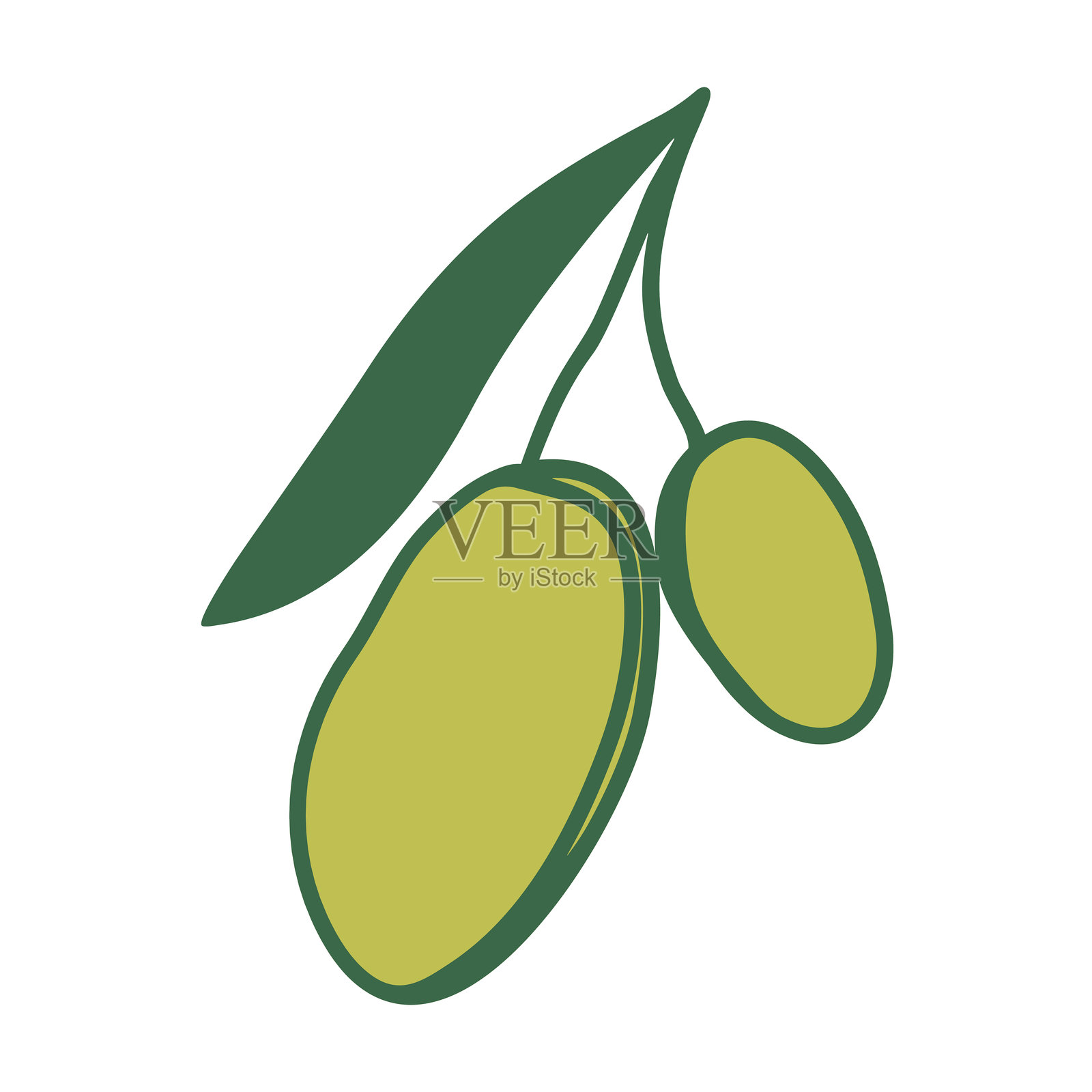 手绘橄榄涂鸦风格。地中海夏季水果。意大利菜单、婚礼、印刷、邀请函的海岸元素。阿马尔菲海滩的墨水素描设计。平面热带极简矢量插图。插画图片素材