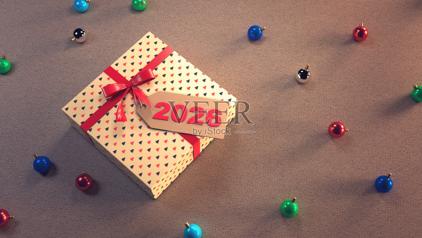 New Year 2026 Creative Design Concept with gift box照片摄影图片
