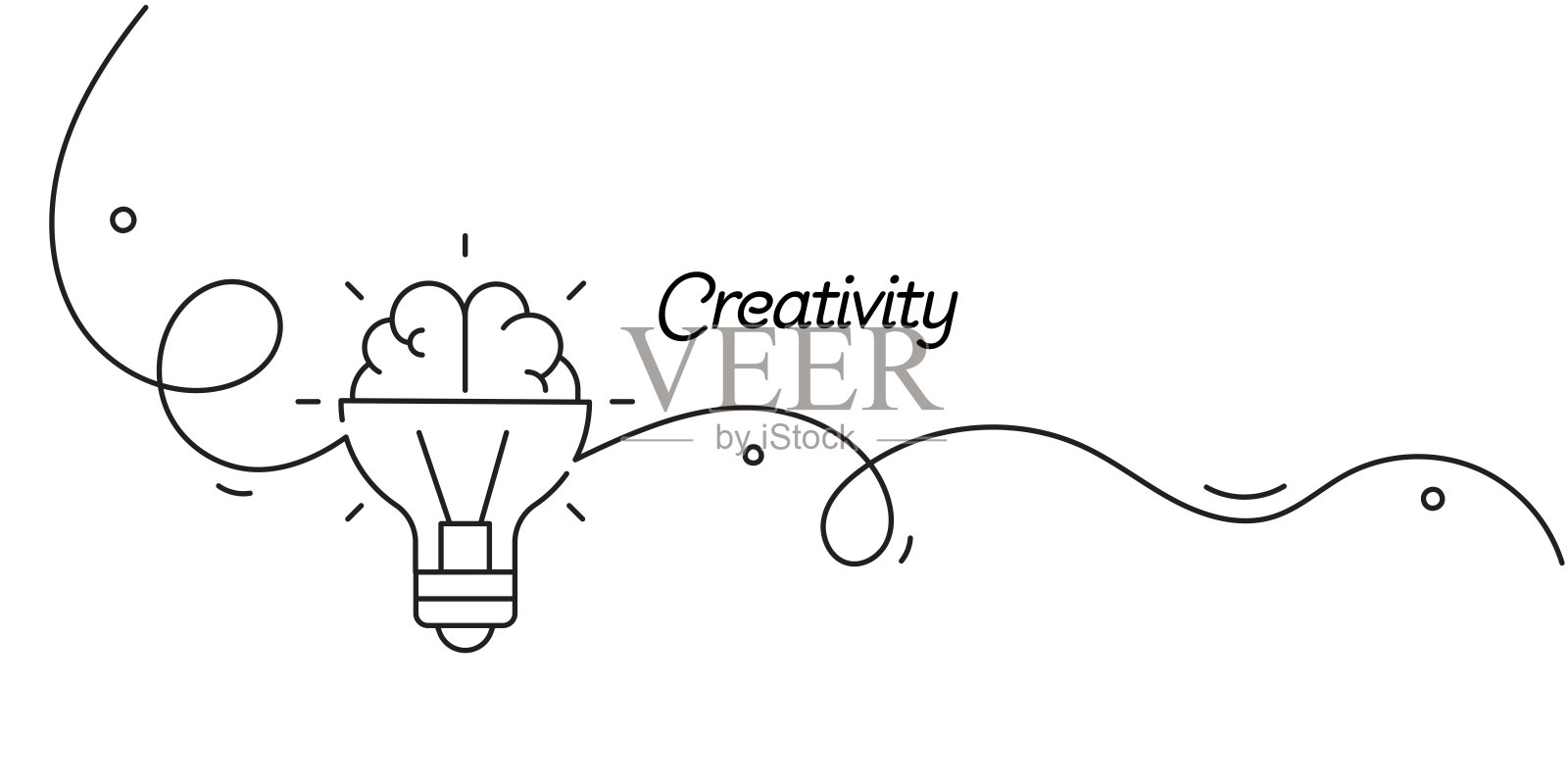 创意图标的一笔连续线条绘画。单线矢量插图插画图片素材