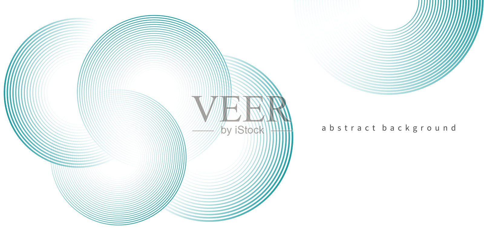 现代几何圆形抽象设计,蓝色背景上的白色。插画图片素材