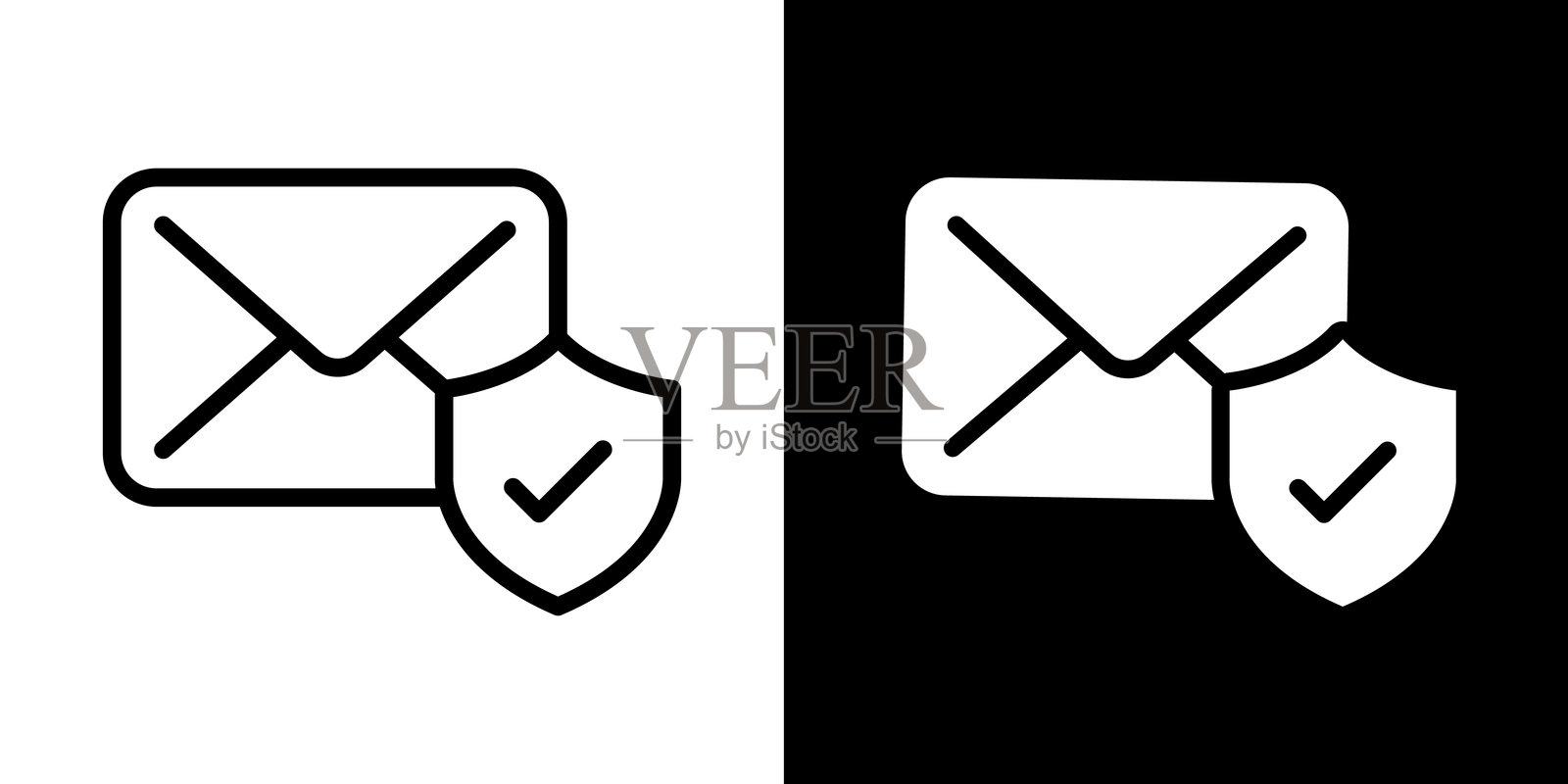 邮件保护图标。邮件和信件隐私符号插画图片素材